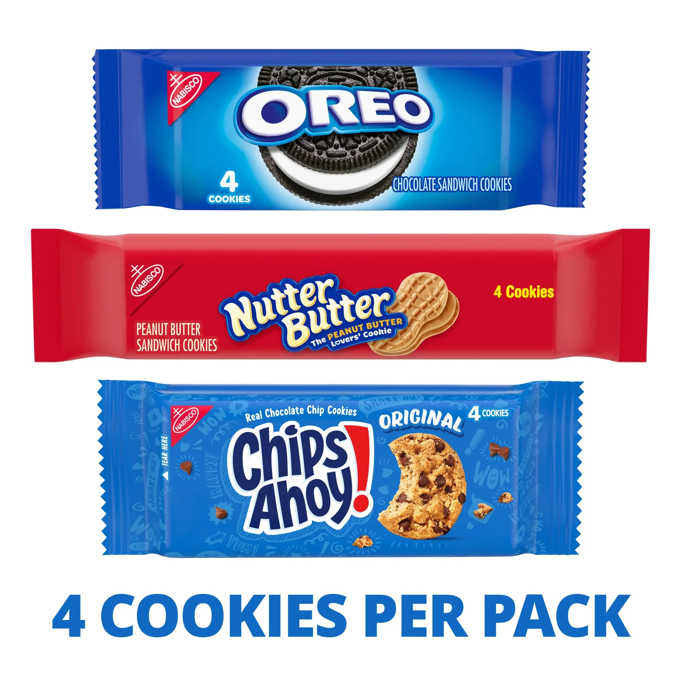 Nabisco Cookie Variety Pack, OREO, Nutter Butter, CHIPS AHOY!, 10 Snack Packs (4 Cookies Per Pack) - Image 2