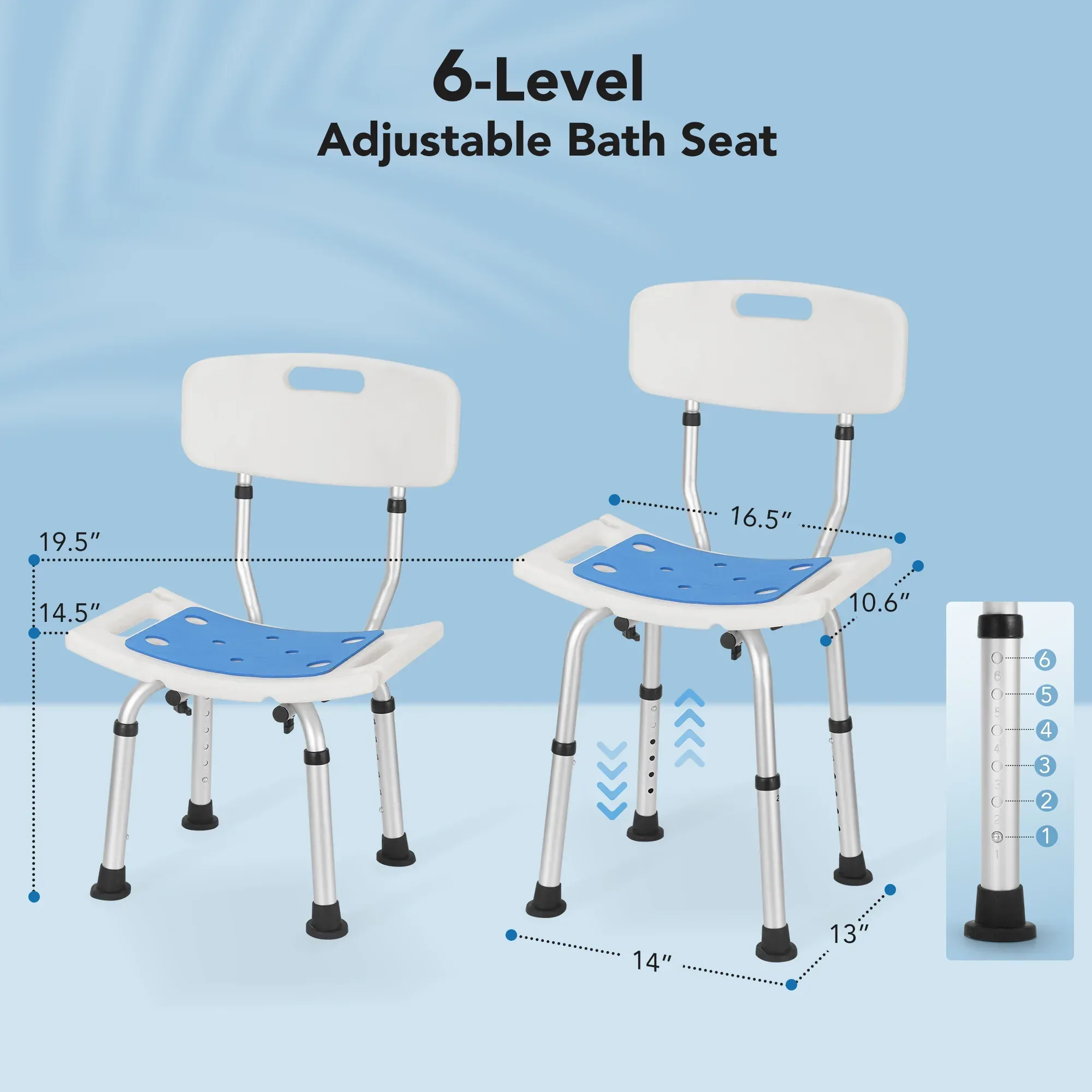 Naipo Adjustable Height Shower Chair with Backrest and EVA Padded, Bathtub Bench Seat Transfer for Disabled, Seniors & Elderly, Tool-Free Assembly - Image 6
