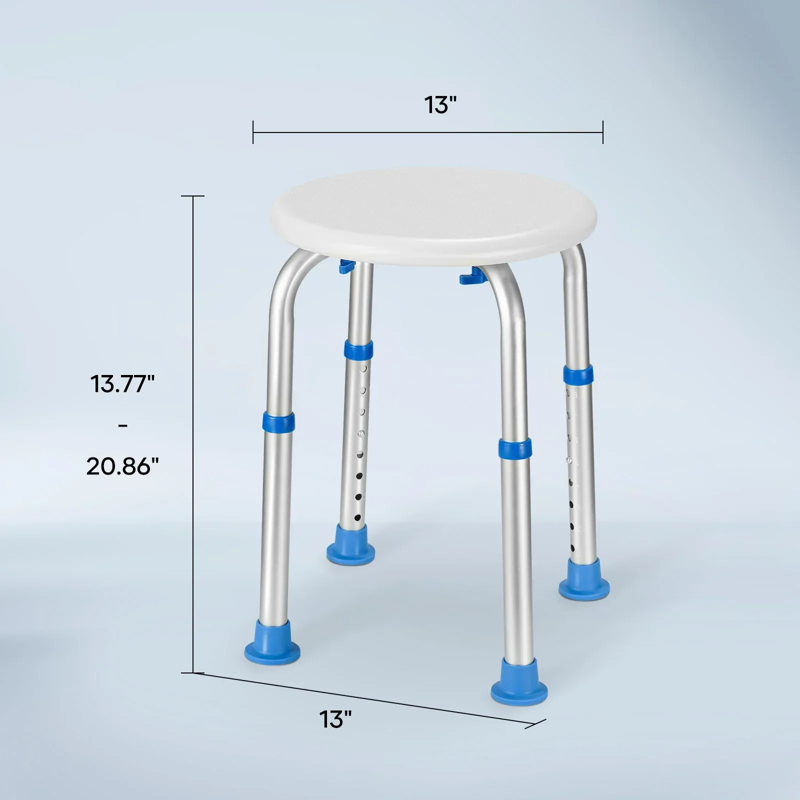 Naipo Shower Chair Bathtub Stool Seat w/ Anti-Slip Rubber, Adjustable Lightweight for Seniors, Disabled, Handicap, Tool-Free Assembly, Blue - Image 4