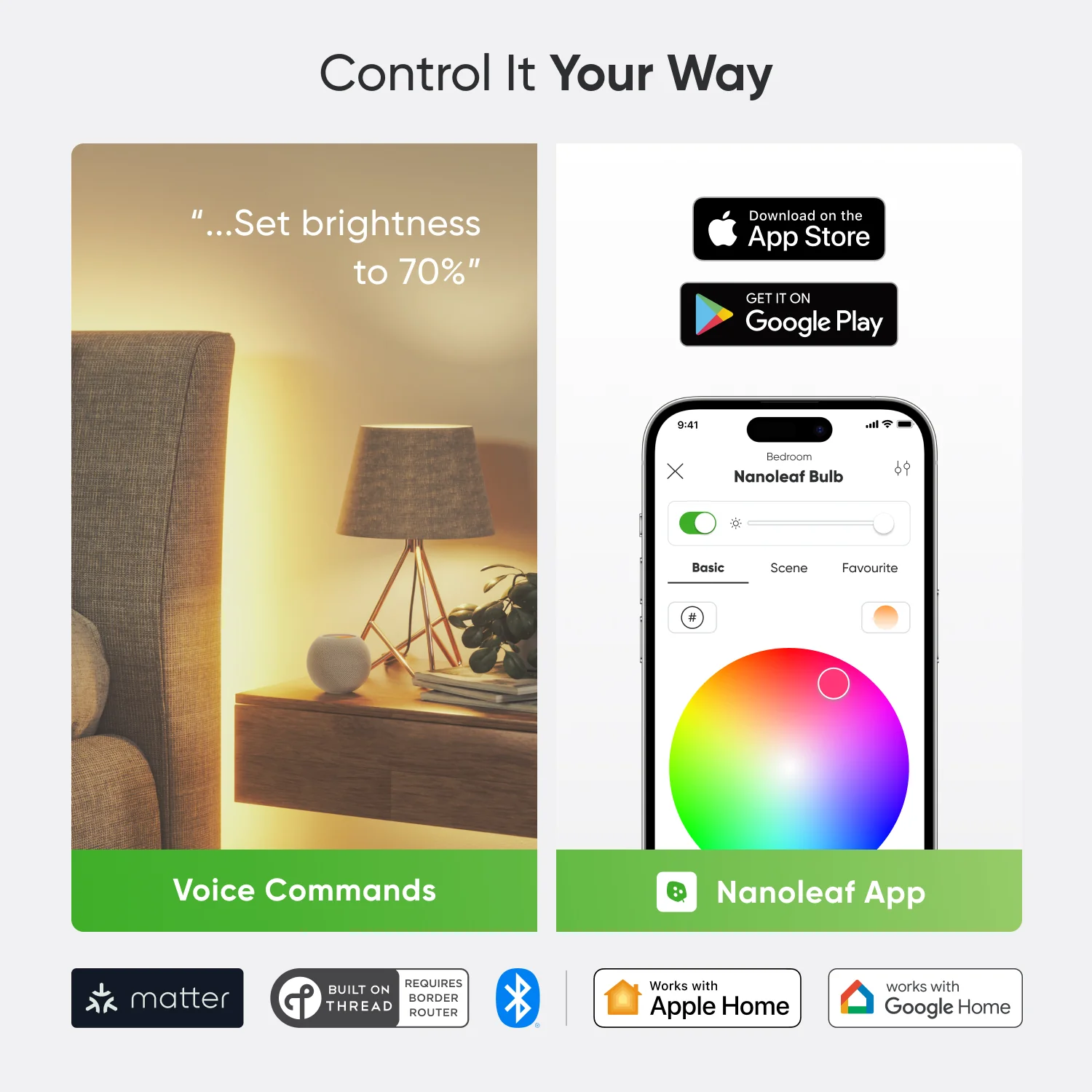 Nanoleaf Essentials Matter WiFi A19 LED Smart Bulb (3pk) - Image 5