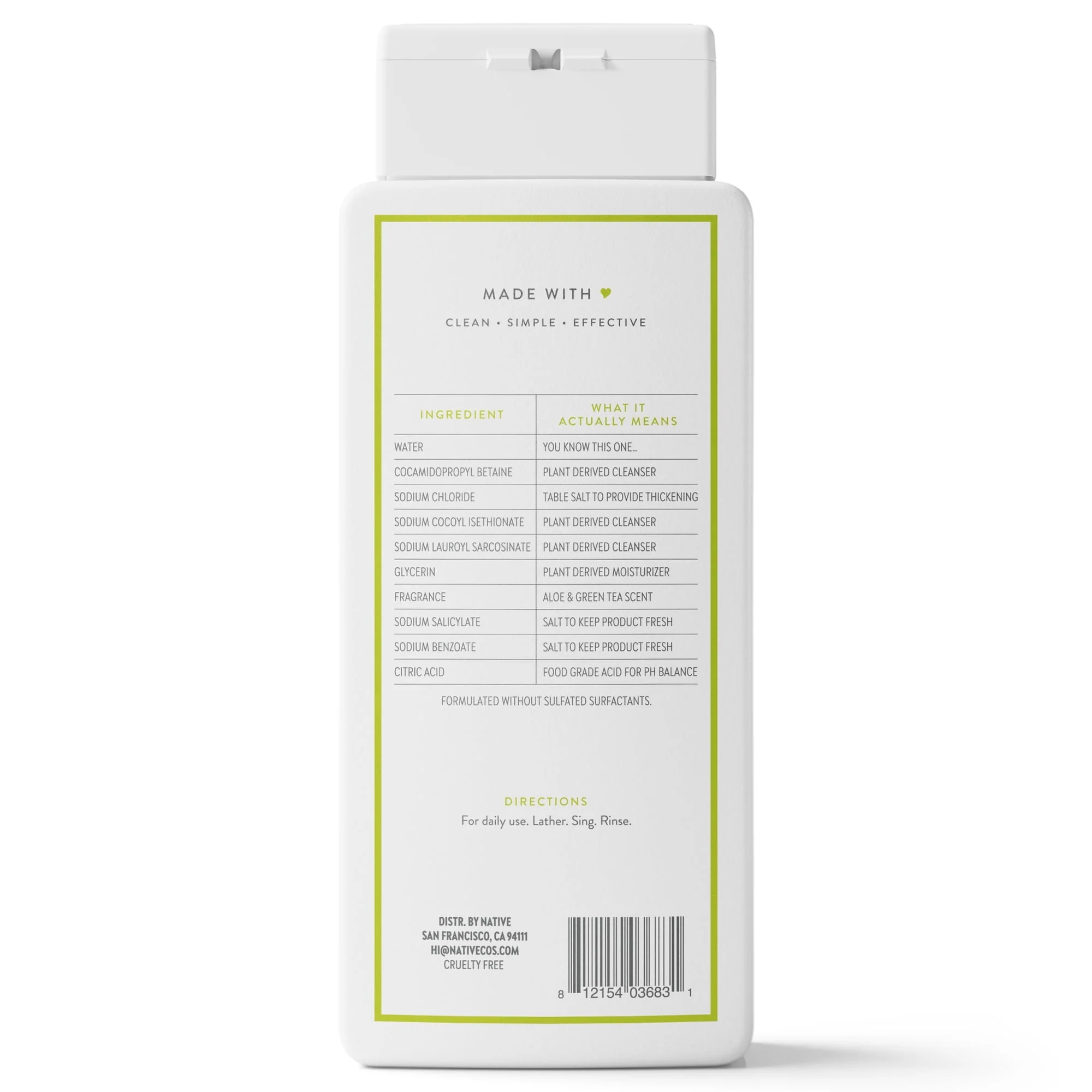 Native Body Wash, Aloe & Green Tea, Sulfate Free, for Women & Men, 18 fl oz - Image 12