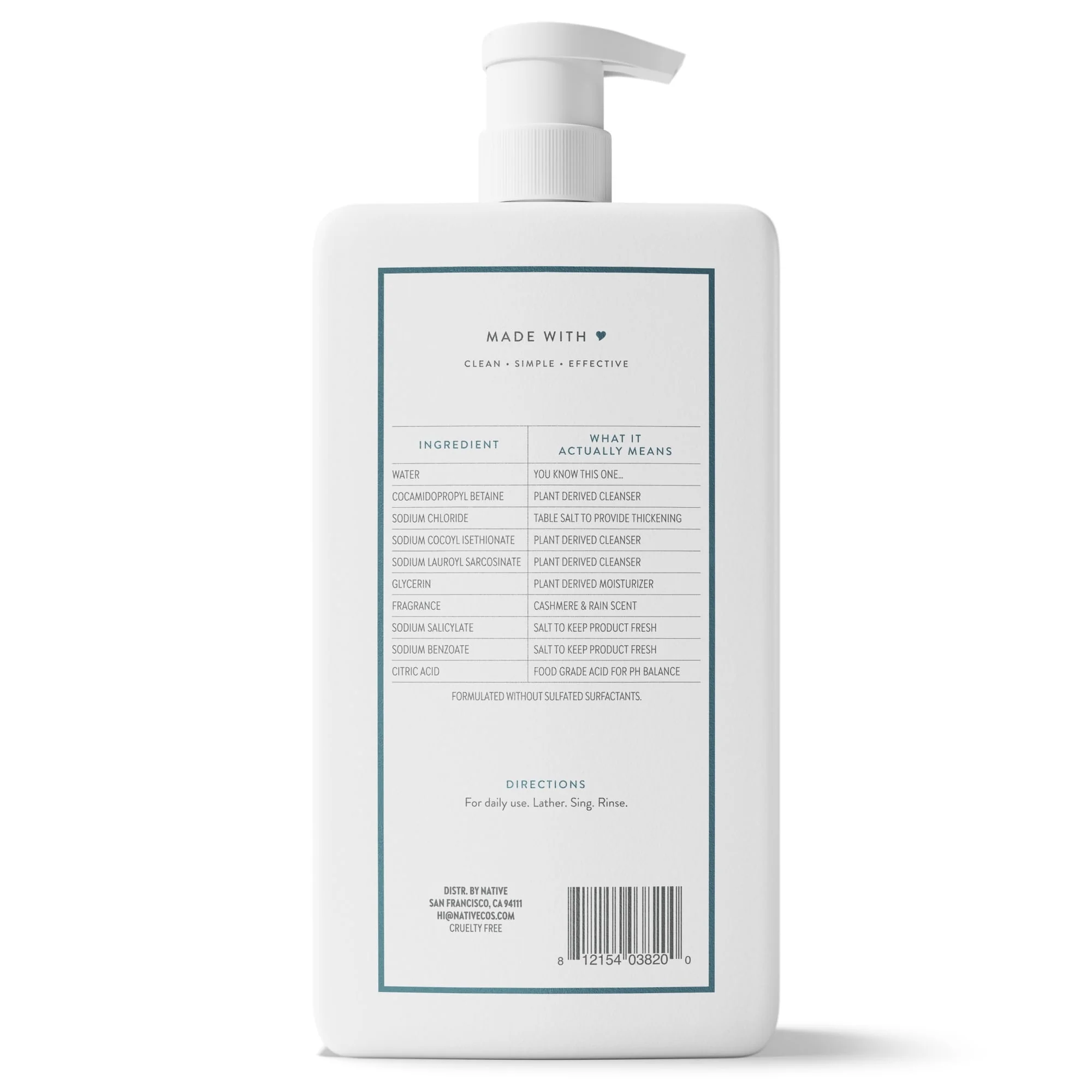 Native Body Wash, Cashmere & Rain, Sulfate Free, for Women & Men, 36 fl oz - Image 12