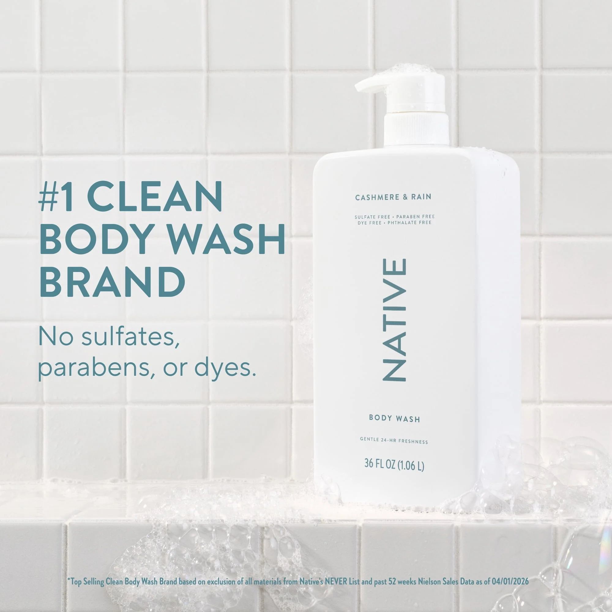 Native Body Wash, Cashmere & Rain, Sulfate Free, for Women & Men, 36 fl oz - Image 2