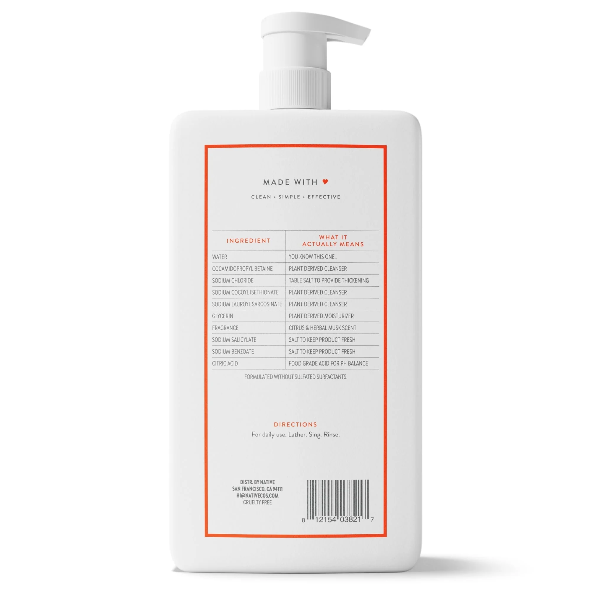 Native Body Wash, Citrus & Herbal Musk, Sulfate Free, for Women & Men, 36 fl oz - Image 12
