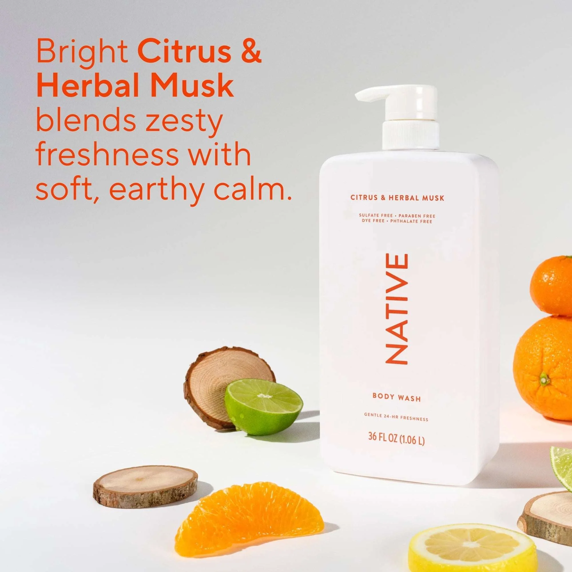 Native Body Wash, Citrus & Herbal Musk, Sulfate Free, for Women & Men, 36 fl oz - Image 5