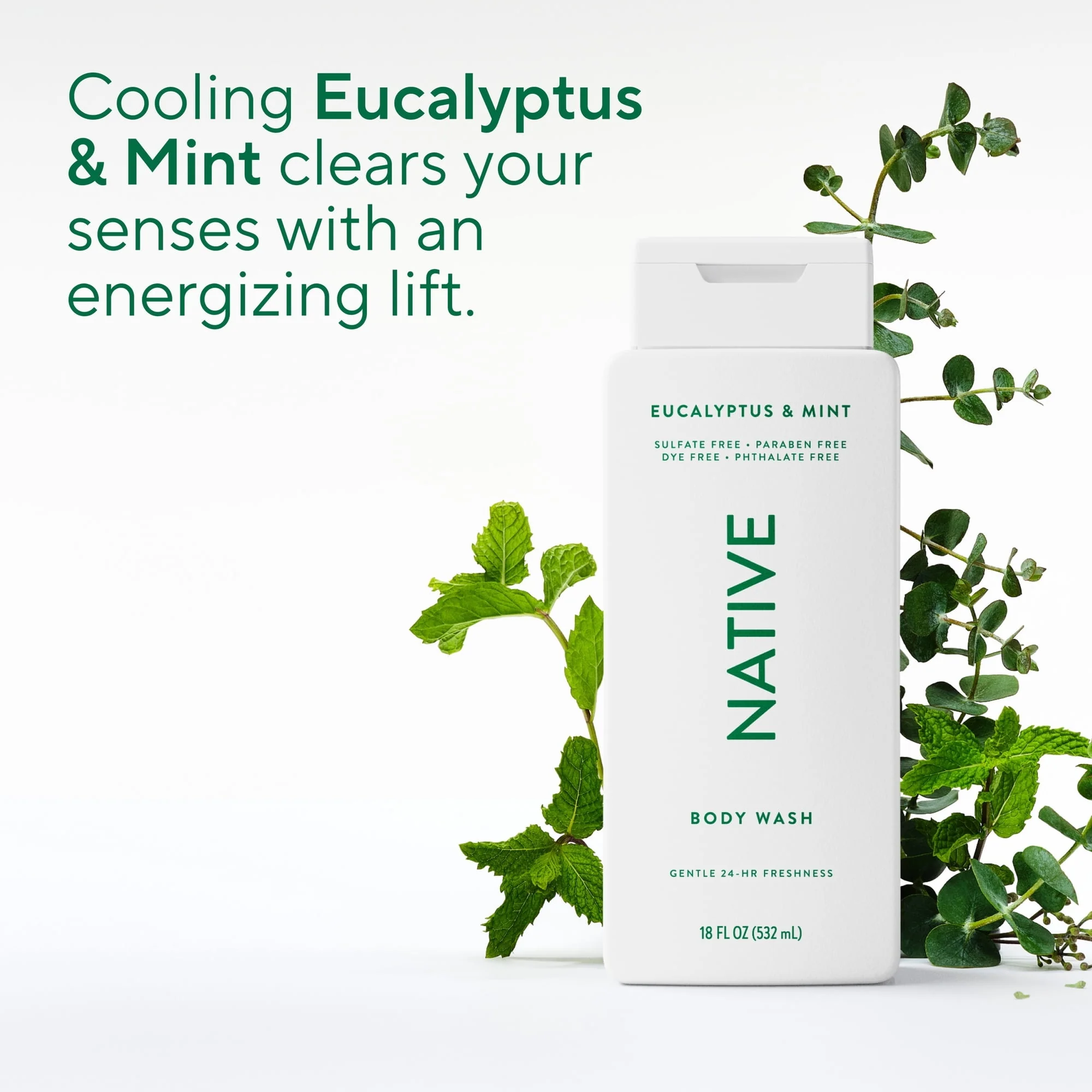 Native Body Wash, Eucalypts & Mint, Sulfate Free, for Women & Men, 18 fl oz - Image 5