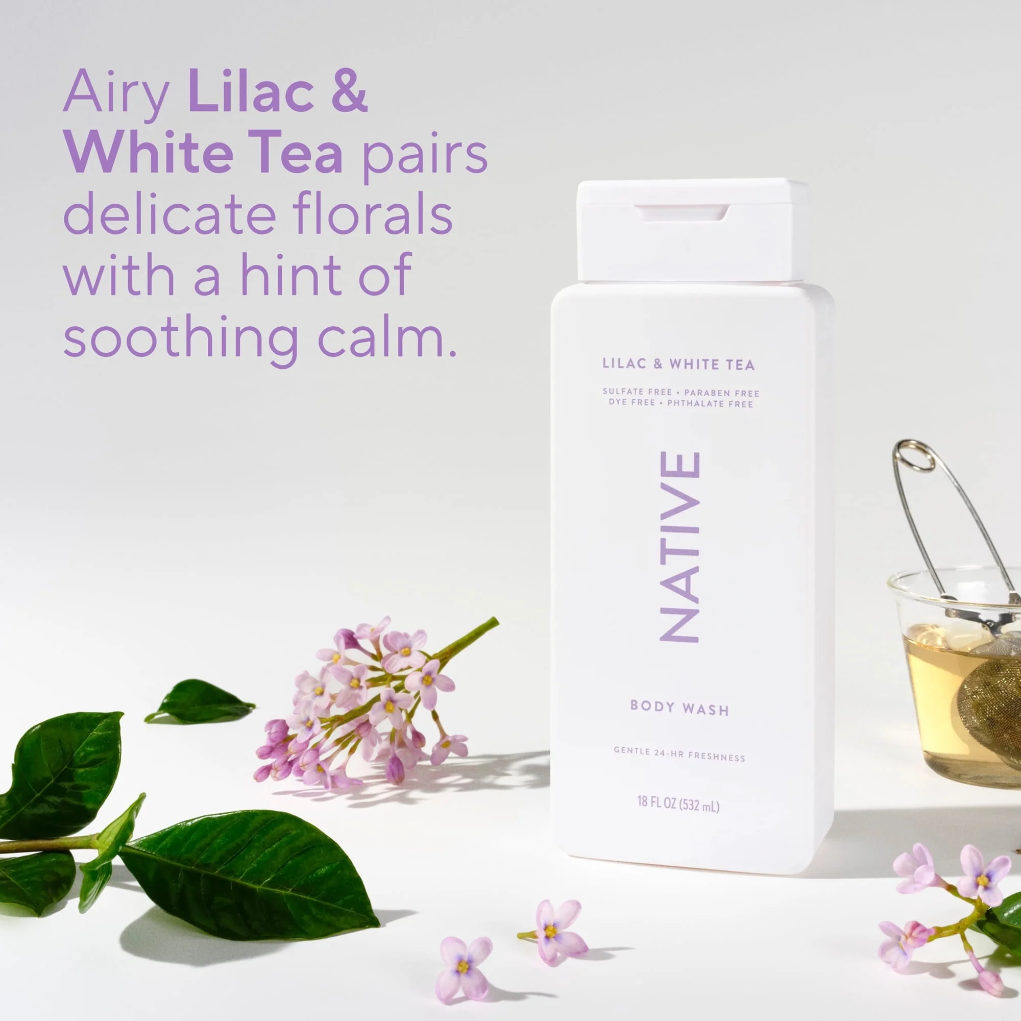 Native Body Wash, Lilac & White Tea, Sulfate Free, for Women & Men, 18 fl oz - Image 5