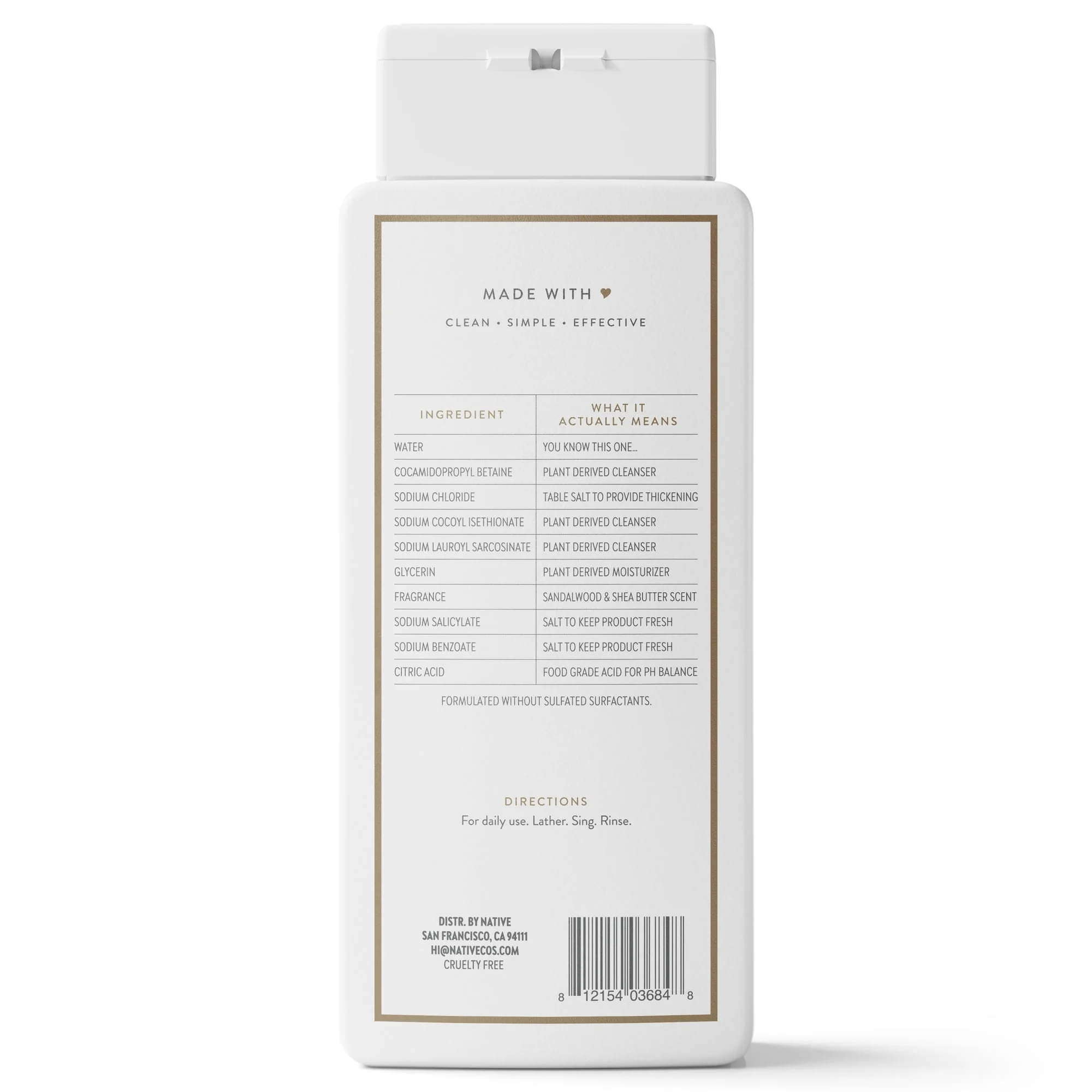 Native Body Wash, Sandalwood & Shea Butter, Sulfate Free, for Women & Men, 18 fl oz - Image 10