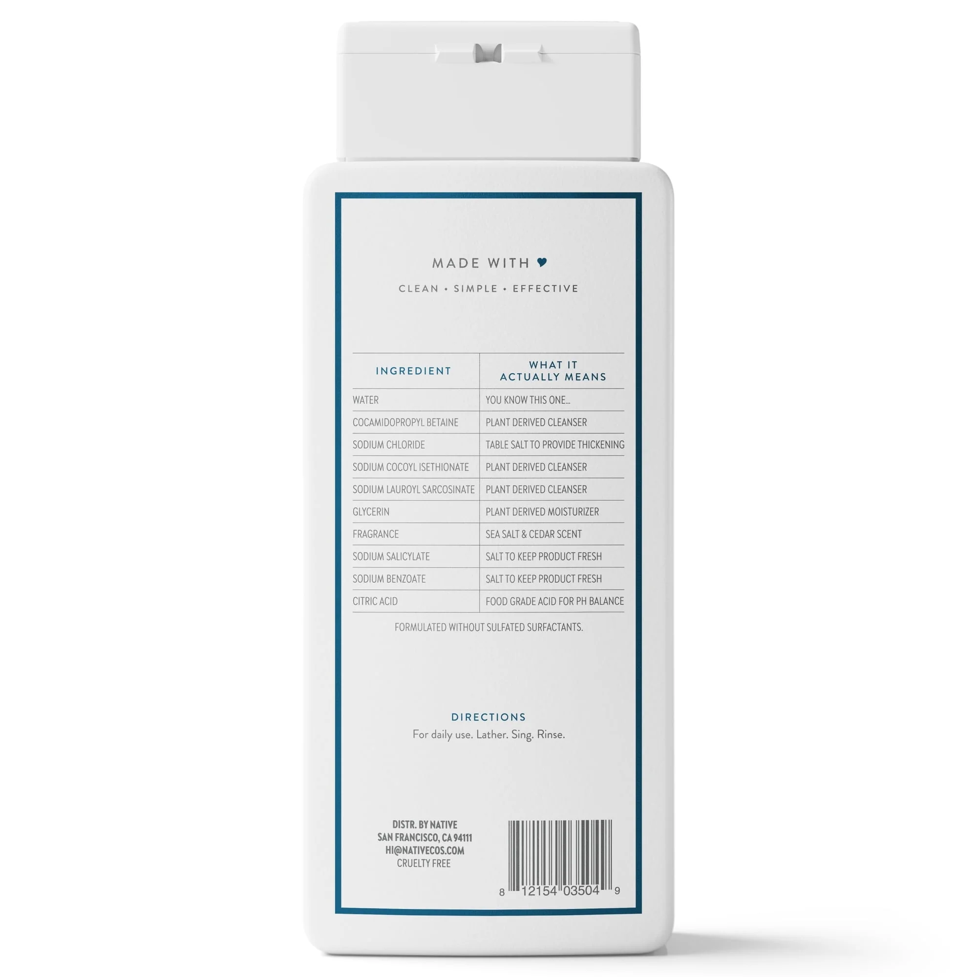 Native Body Wash, Sea Salt & Cedar, Sulfate Free, for Women & Men, 18 fl oz - Image 12