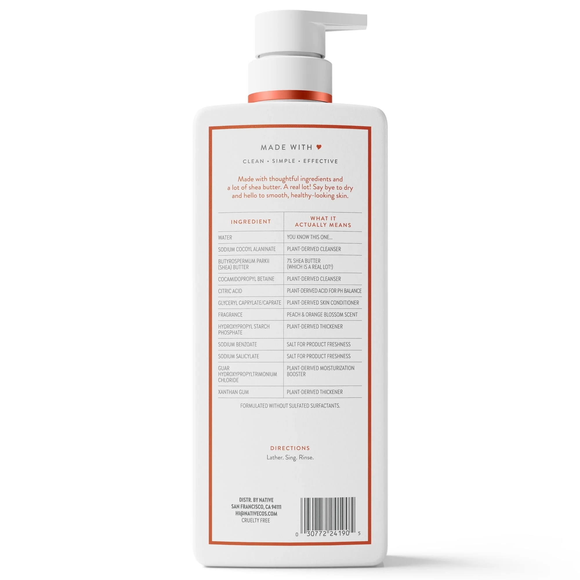 Native Moisturizing Body Wash Peach & Orange Blossom, 22 fl oz - Image 12