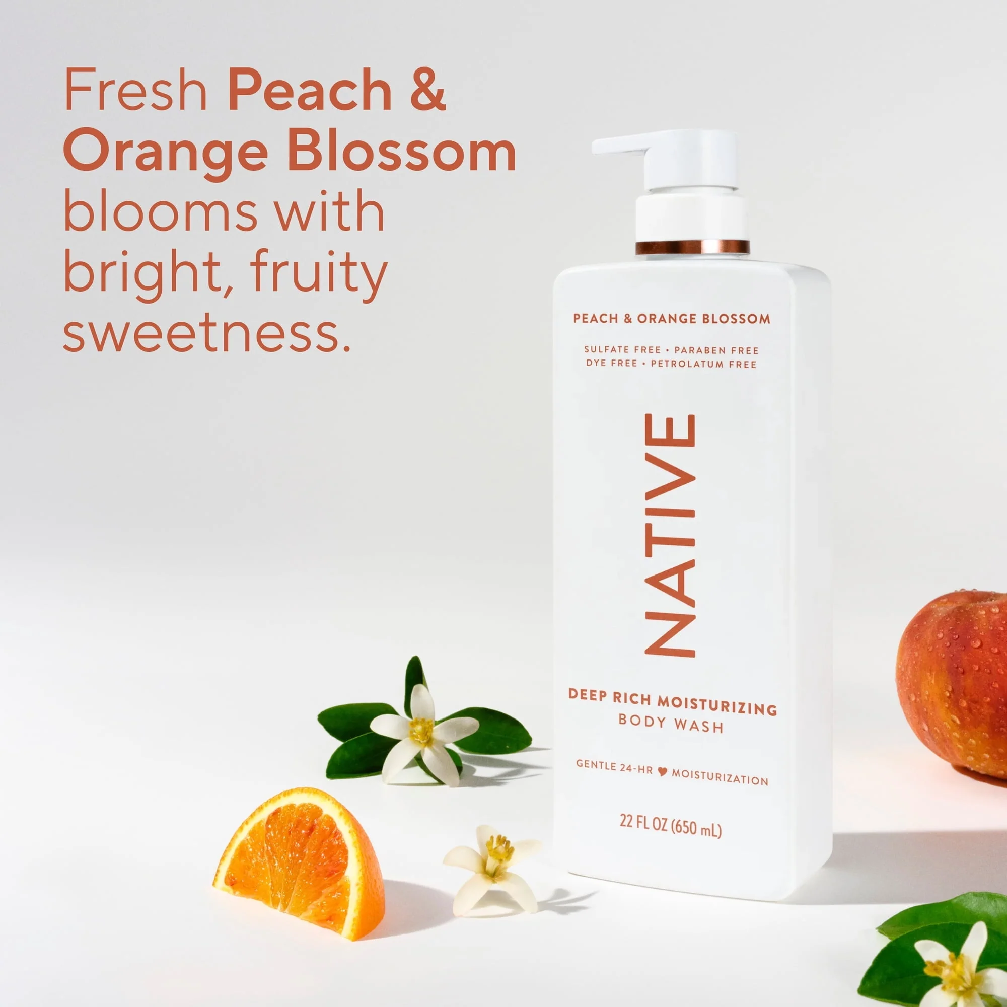 Native Moisturizing Body Wash Peach & Orange Blossom, 22 fl oz - Image 8