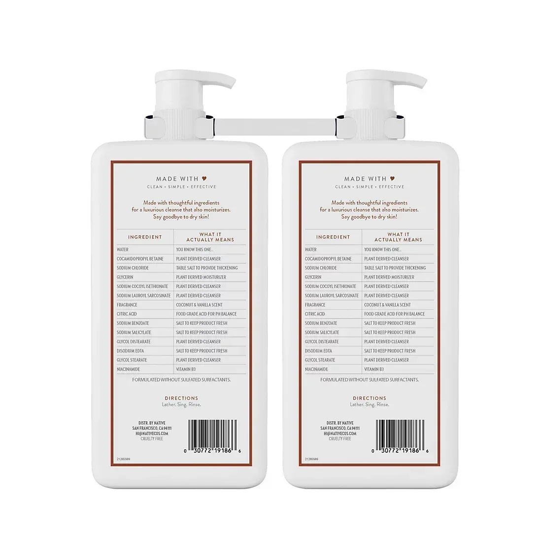 Native Nourishing Body Wash Coconut & Vanilla, 2 pk./36 oz. - Image 2