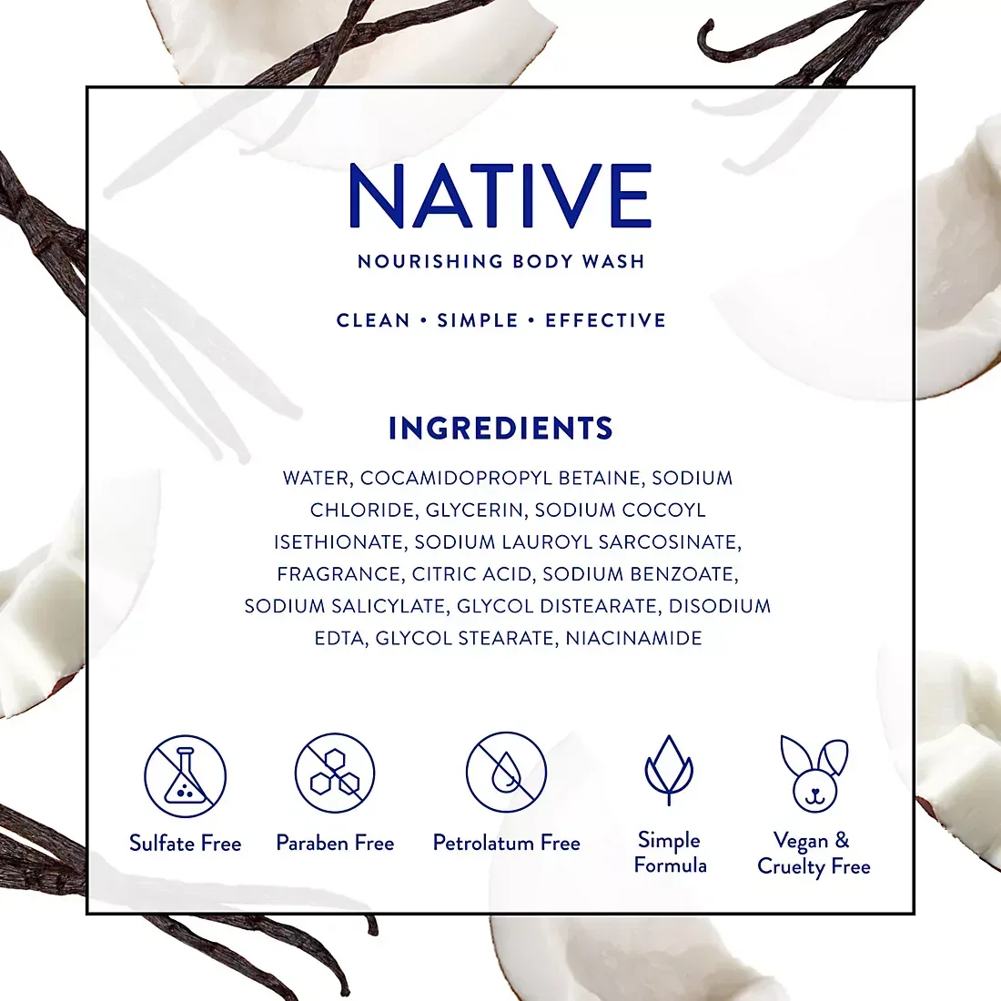 Native Nourishing Body Wash Coconut & Vanilla, 2 pk./36 oz. - Image 3