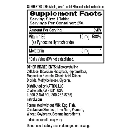 Natrol Melatonin Time Release 5 mg., 250 Tablets - Image 4