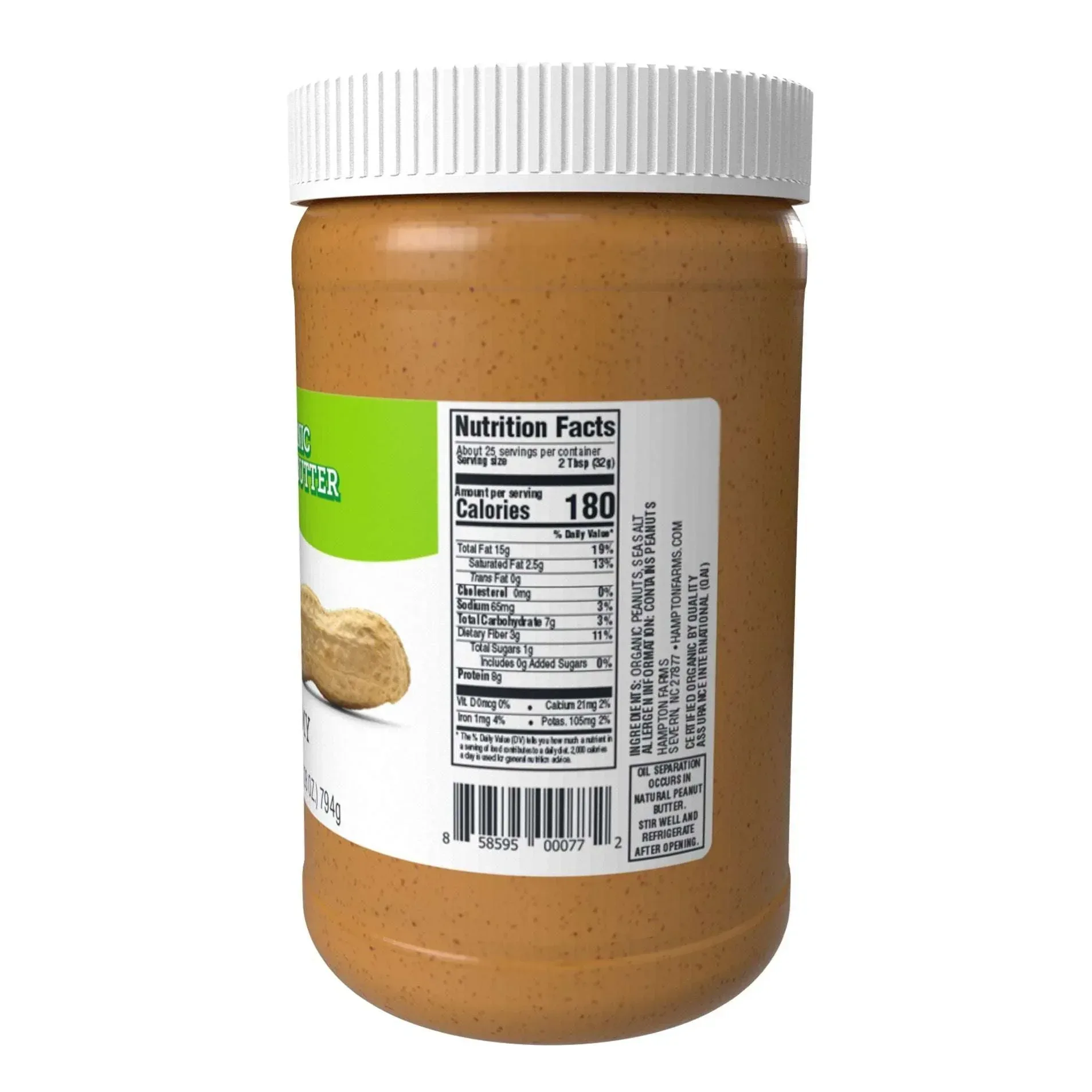 Naturally More Organic Peanut Butter, Creamy, 28 oz, 2-count - Image 2