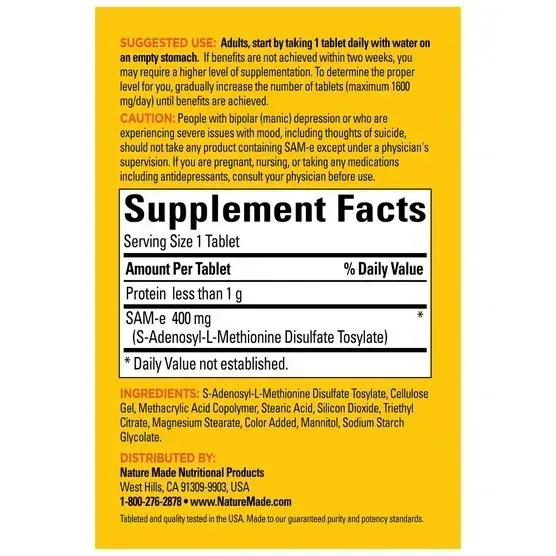 Nature Made SAM-e Complete 400 mg., 60 Tablets - Image 5