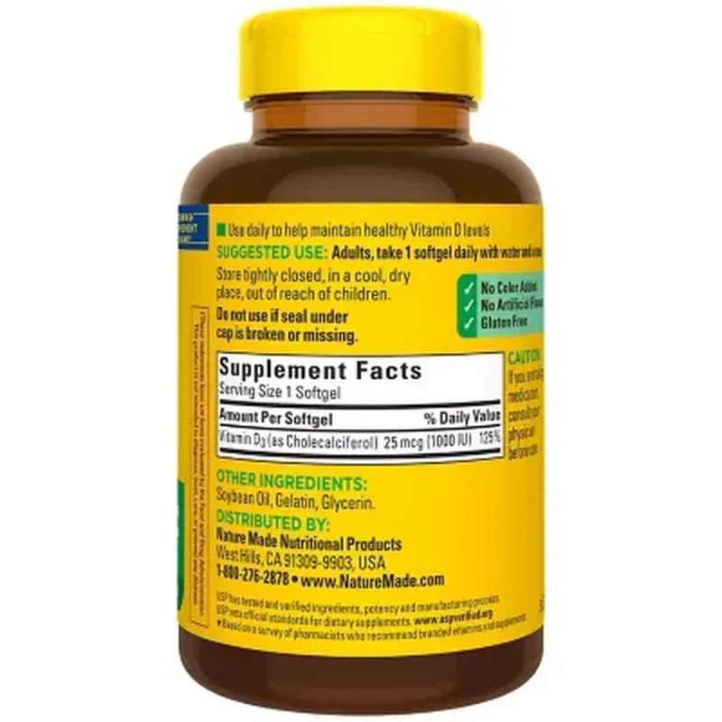 Nature Made Vitamin D3 1000 IU Softgels - 650 Count - Image 9