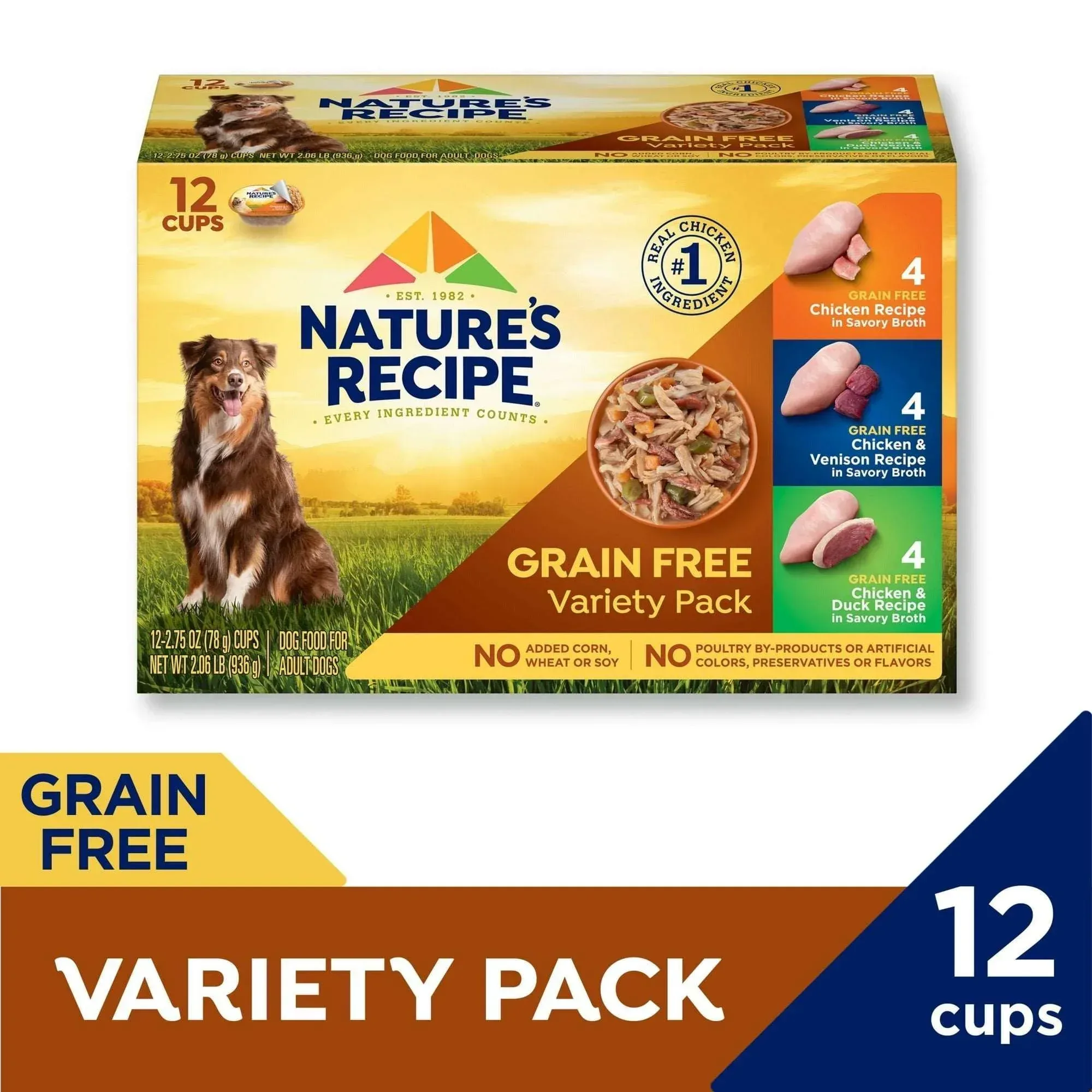 Nature’s Recipe Grain Free Wet Dog Food Variety Pack, 2.75 oz. Cup, 12 Count - Image 2