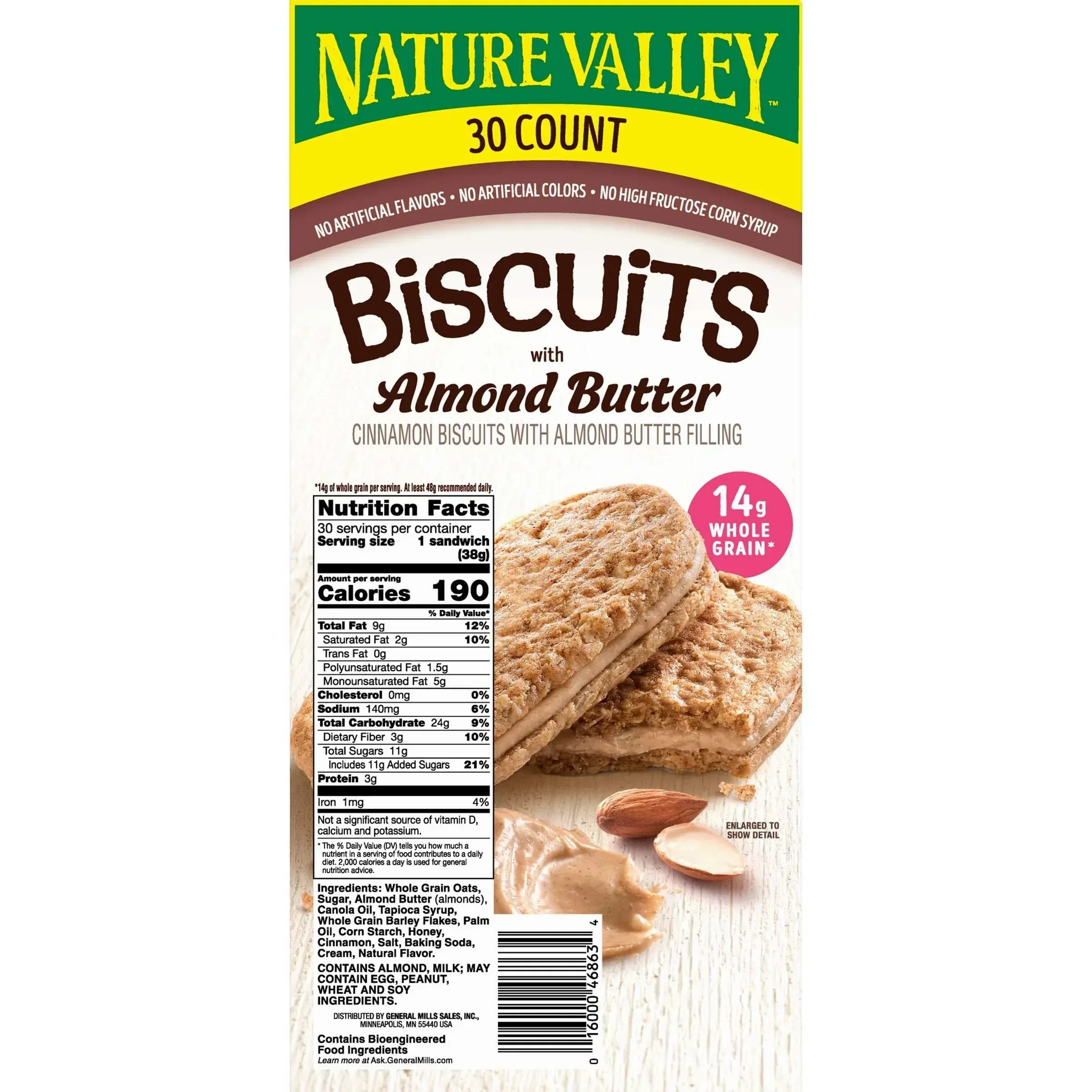 Nature Valley Biscuits with Almond Butter, 1.35 oz, 30-count - Image 2