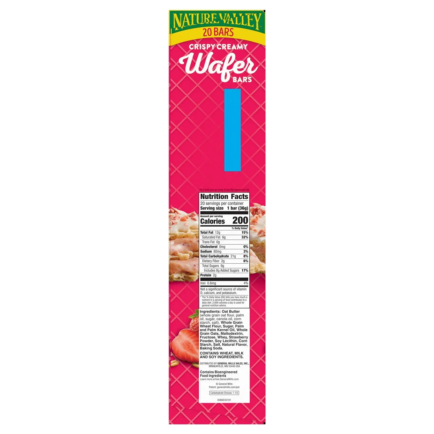 Nature Valley Crispy Creamy Wafer Bars, Strawberry, 1.3 oz, 20-count - Image 2
