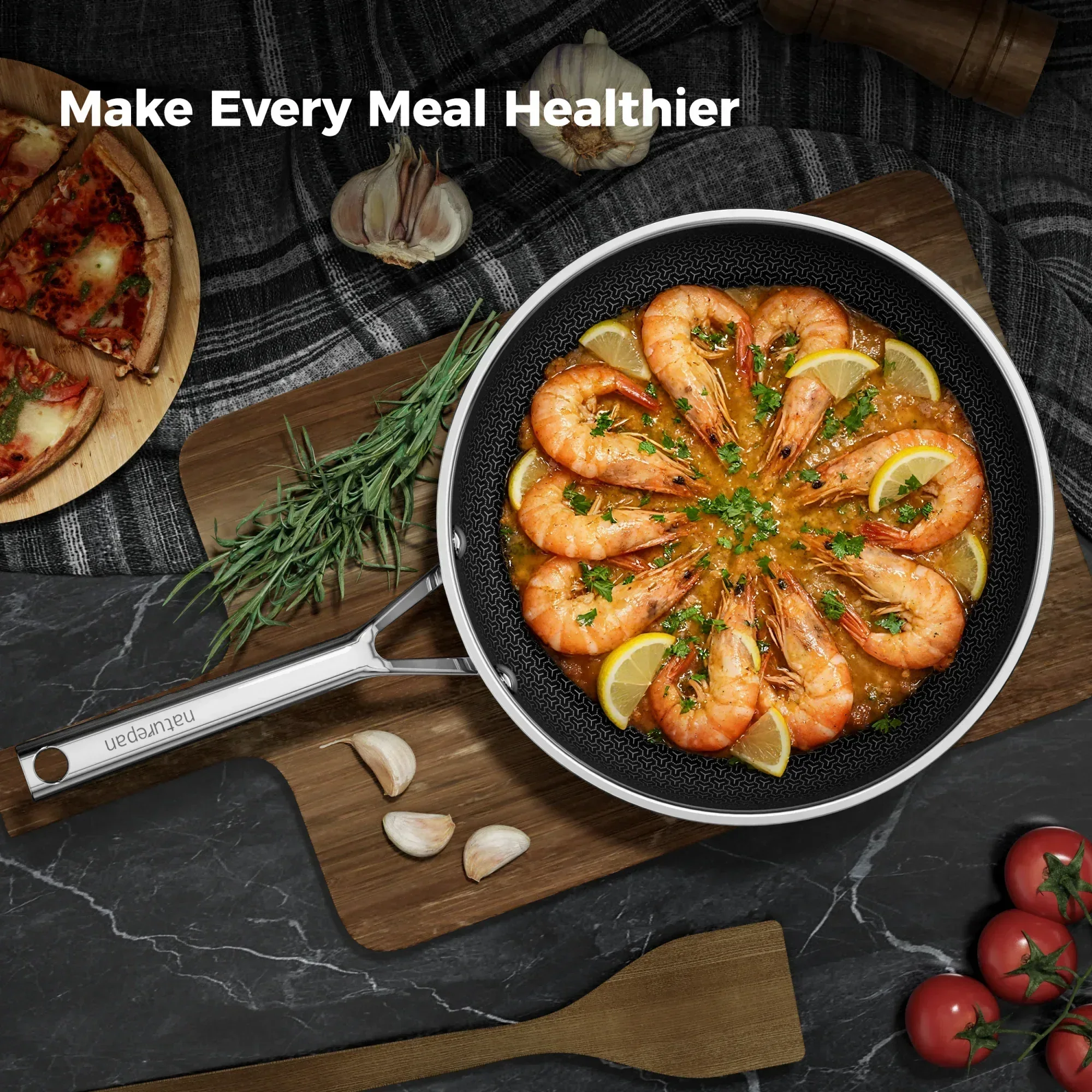 naturepan 3-Ply Hybrid Diamond-Titanium Ceramic Nonstick Frying Pan Set, 3-Piece (8,9.5” & 11”), Stainless Steel Pan, Dishwasher Safe & Oven Safe - Image 5