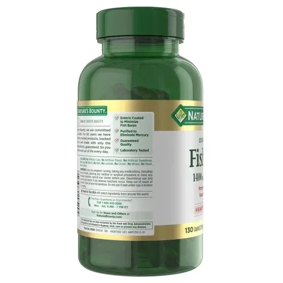 Nature's Bounty Fish Oil 1400 mg, 130 Coated Softgels - Image 2