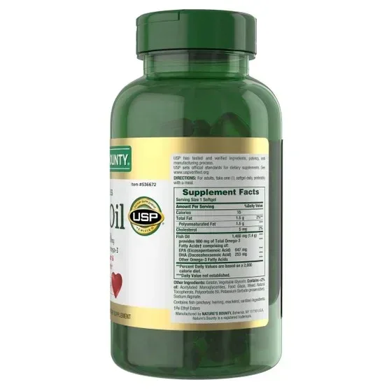Nature's Bounty Fish Oil 1400 mg, 130 Coated Softgels - Image 4