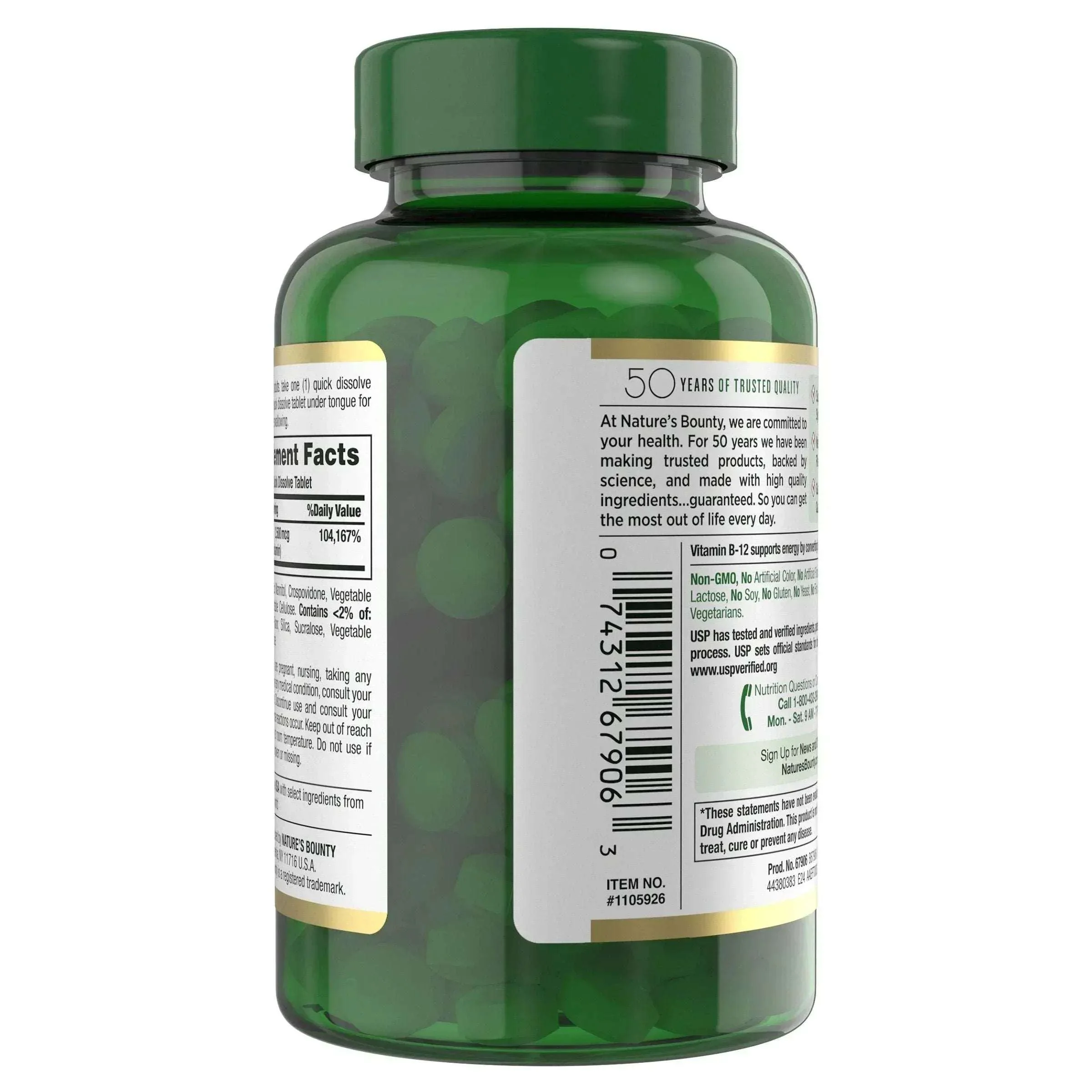 Nature's Bounty Vitamin B-12 2500 mcg, 300 Quick Dissolve Tablets - Image 3