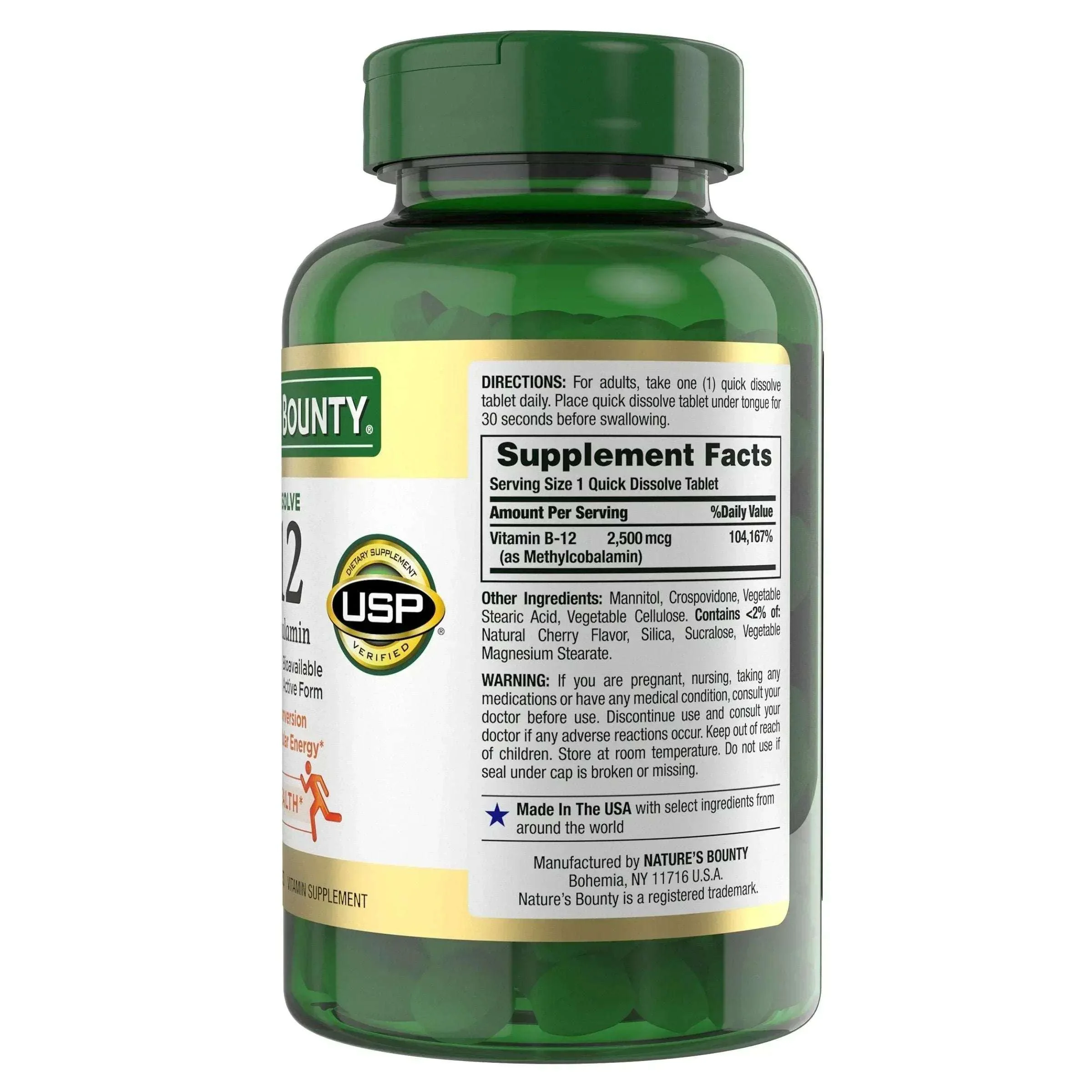 Nature's Bounty Vitamin B-12 2500 mcg, 300 Quick Dissolve Tablets - Image 4