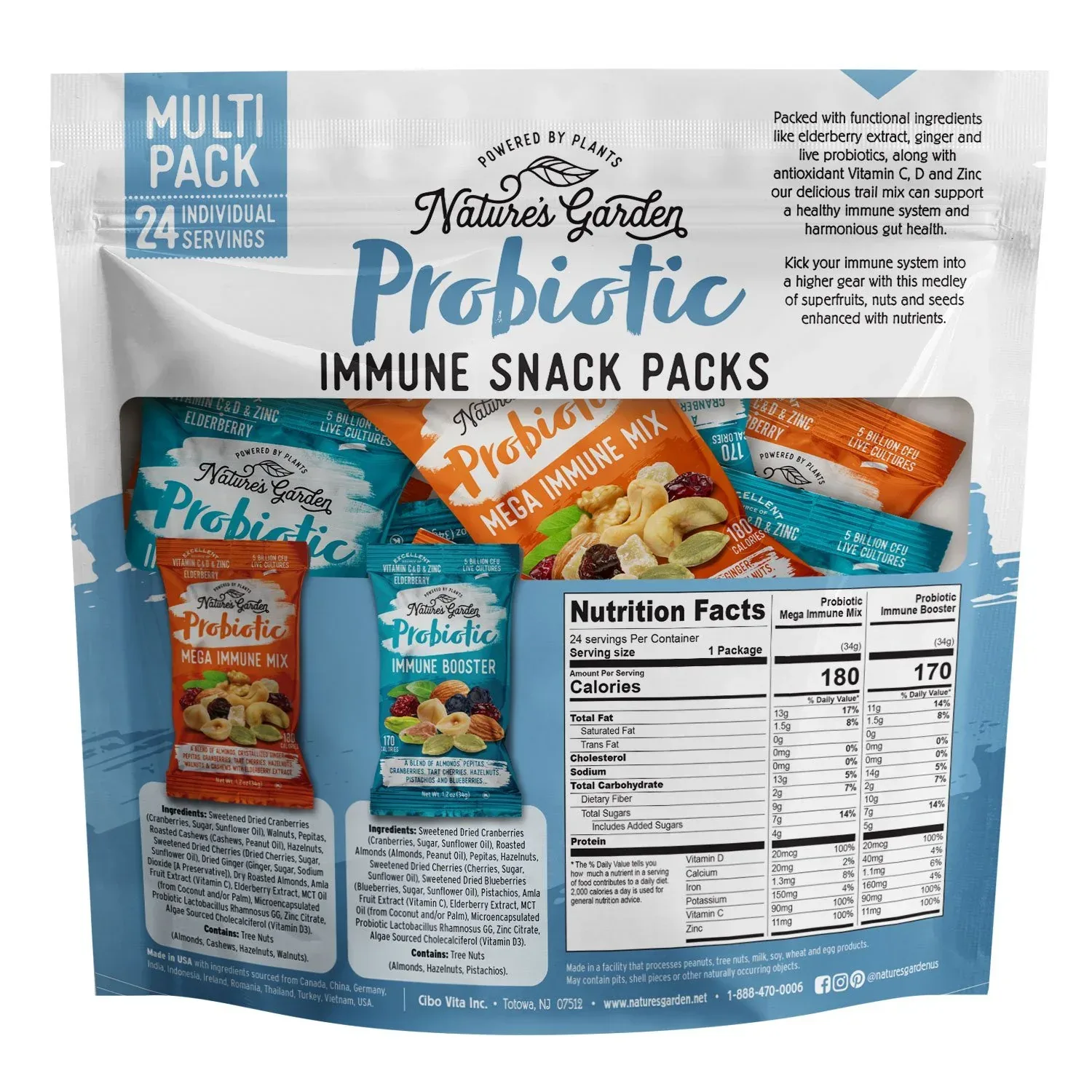 Nature's Garden Probiotic Immune Booster Trail Mix, Variety Pack, 1.2 oz., 24 pk. - Image 7