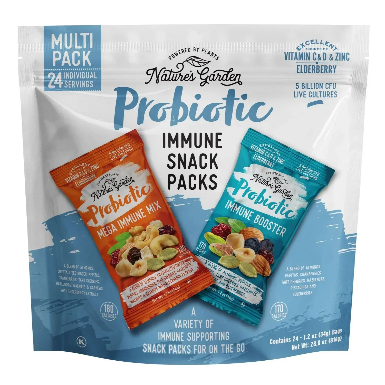 Nature's Garden Probiotic Immune Booster Trail Mix, Variety Pack, 1.2 oz., 24 pk. - Image 8