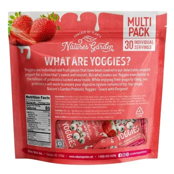 Nature's Garden, Probiotic Strawberry Yoggies, 0.7 oz, 30-count - Image 2