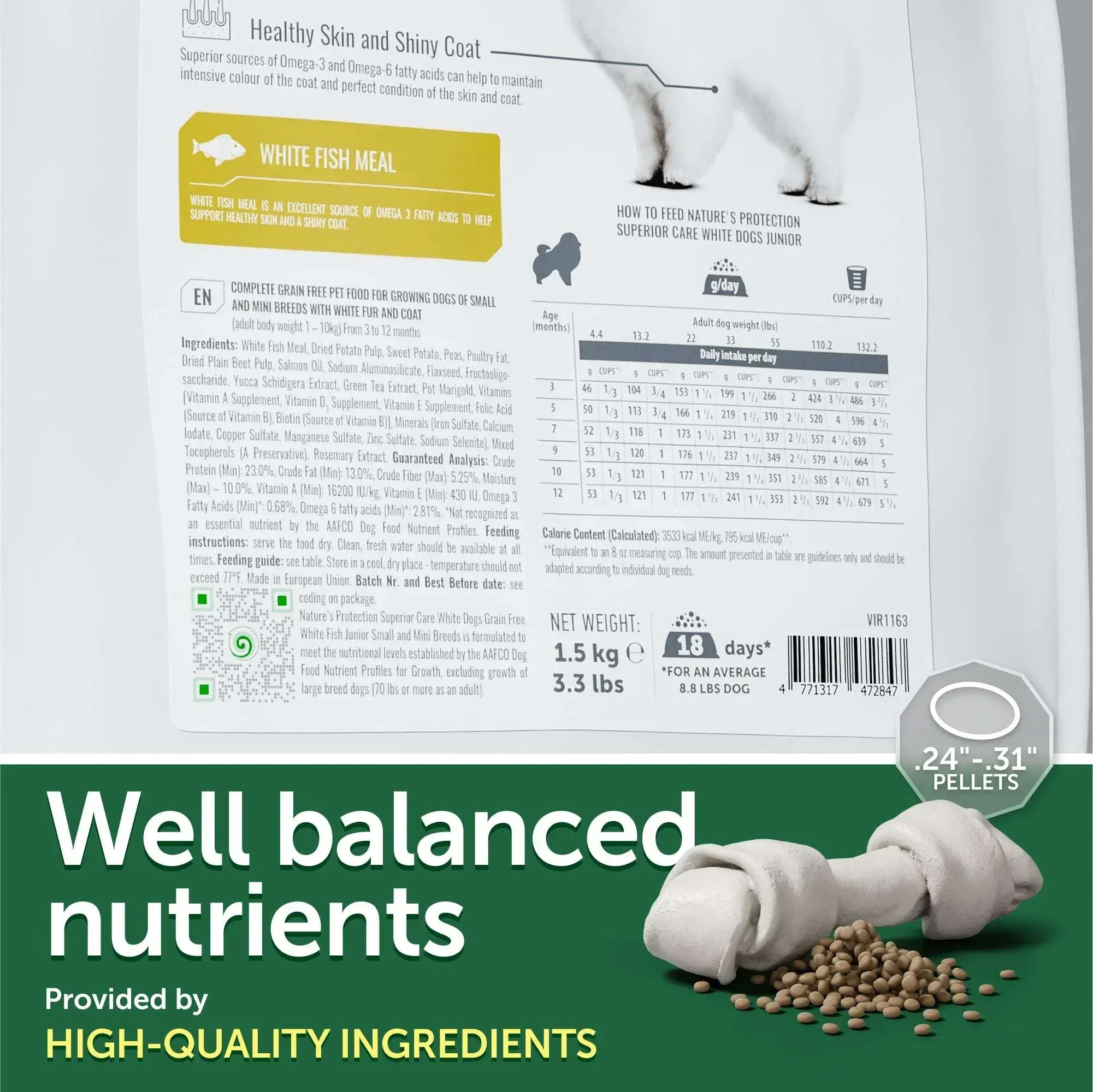 Nature's Protection Superior Care Grain Free White Fish Dry Dog Food, Small Breed Puppy, 22 lb Bag - Image 5