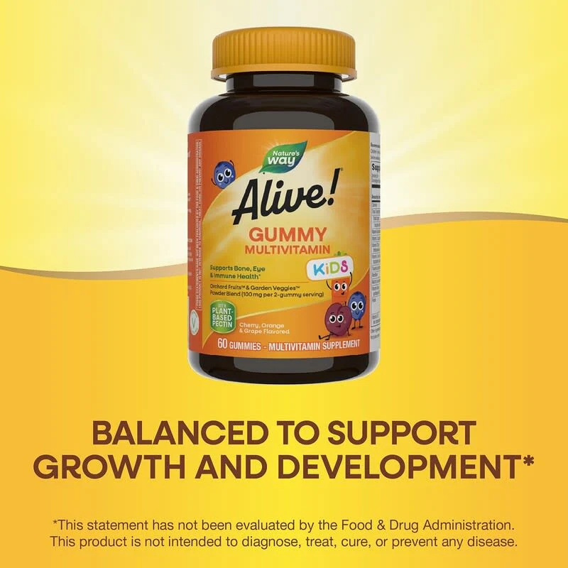 Nature's Way, Alive! Kids, Gummy Multivitamin, Cherry, Orange & Grape , Gummies - Image 5