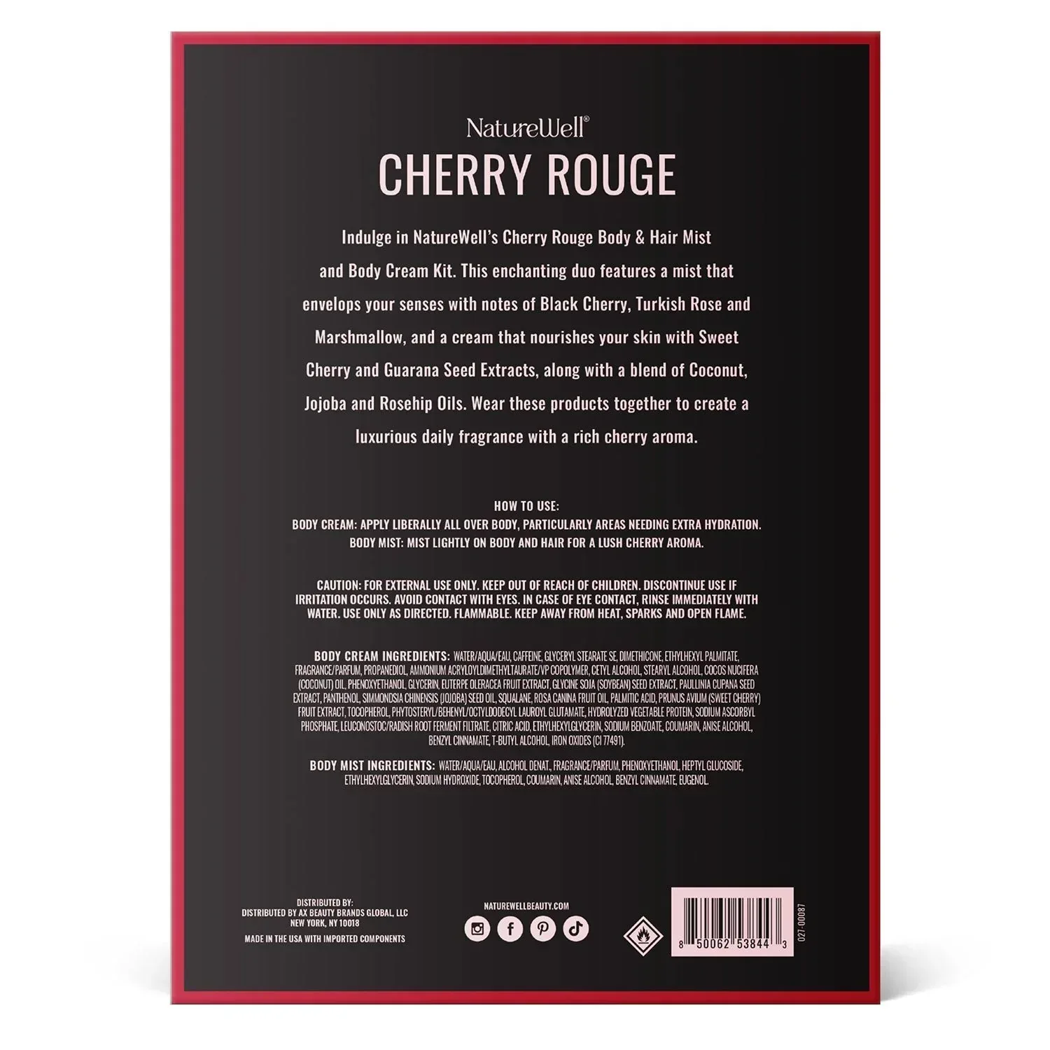 NatureWell Cherry Rouge Body & Hair Mist and Body Cream Kit - Image 2