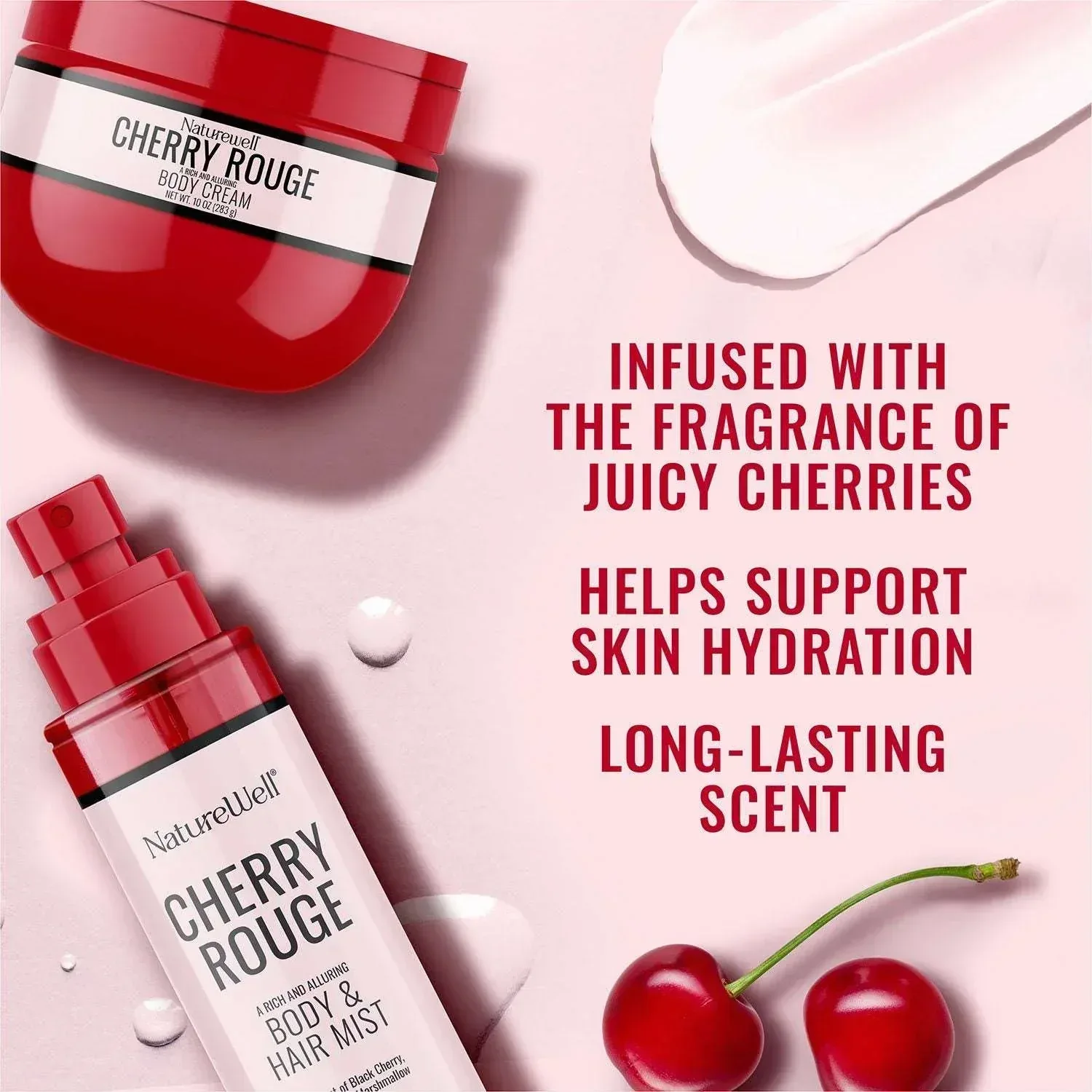 NatureWell Cherry Rouge Body & Hair Mist and Body Cream Kit - Image 3