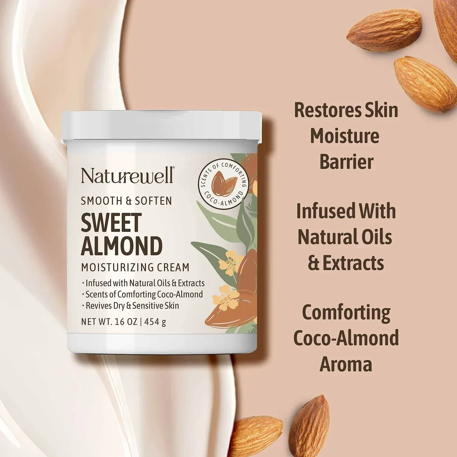 NatureWell Sweet Almond Moisturizing Cream, 16 oz., 2 pk. - Image 3