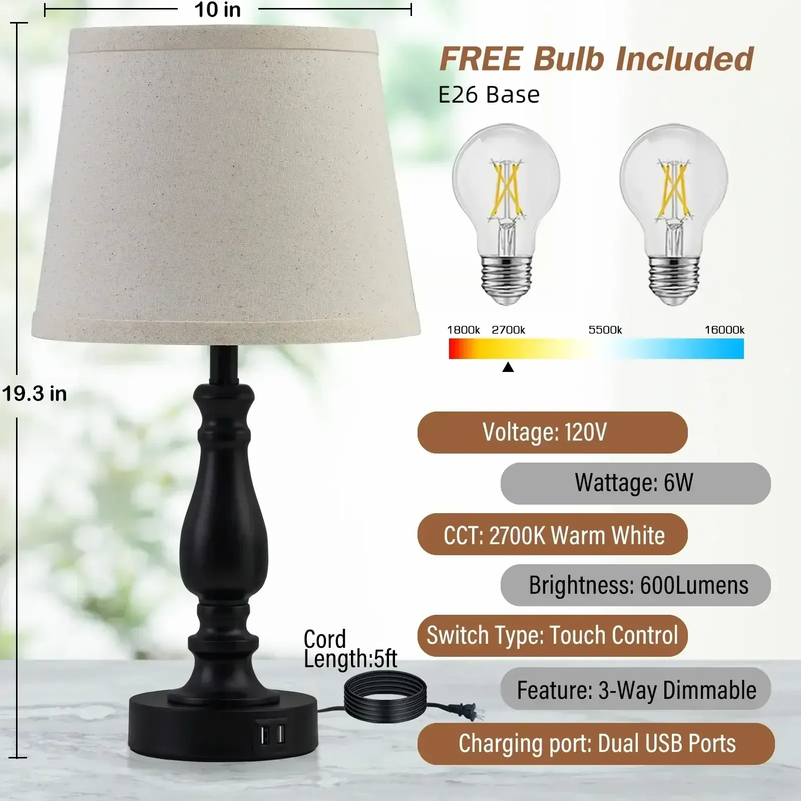 NATYSWAN Lamps for Bedrooms Set of 2, Brushed Nickel Bedside Lamps with USB Ports, 3 Way Dimmable Nightstand Lamps , Touch Table Lamp for Living Room Bedroom Office, Bulbs Included - Image 16