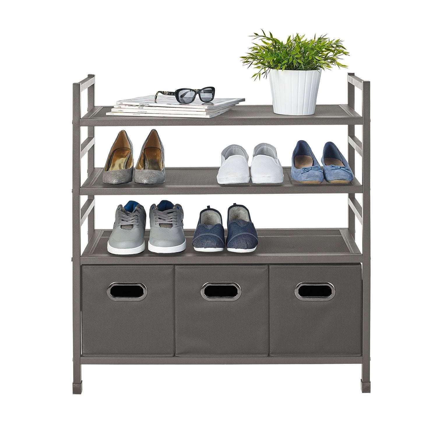neatfreak 4-Tier Stackable Metal Storage Rack with Fabric Bins - Image 2