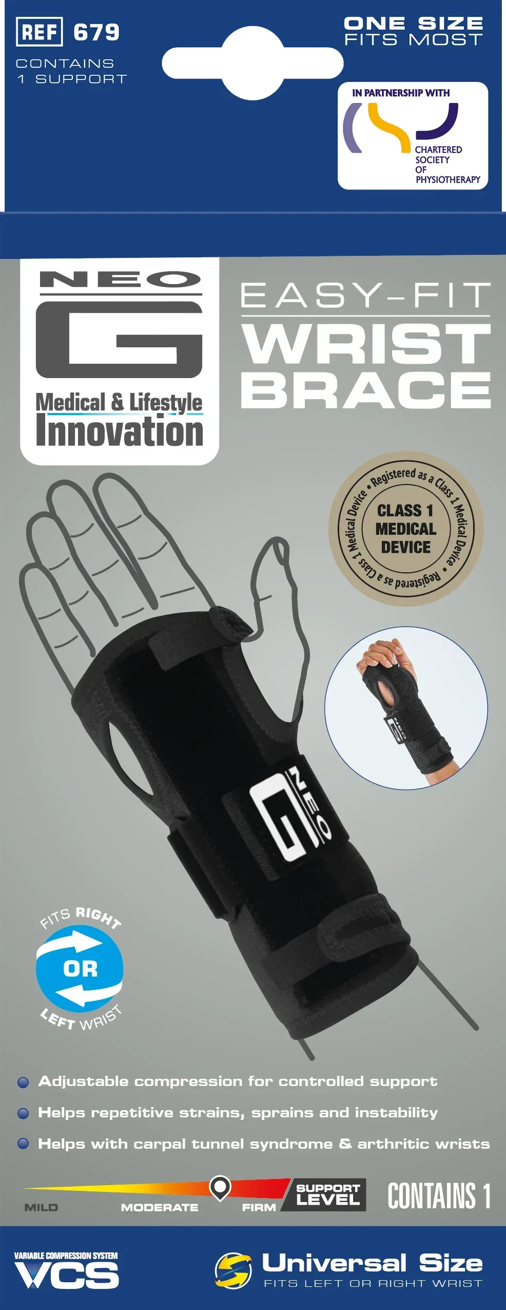 Neo G Easy-Fit Wrist Brace Adjustable Support for Carpal Tunnel & Tendonitis FSA/HSA Eligible