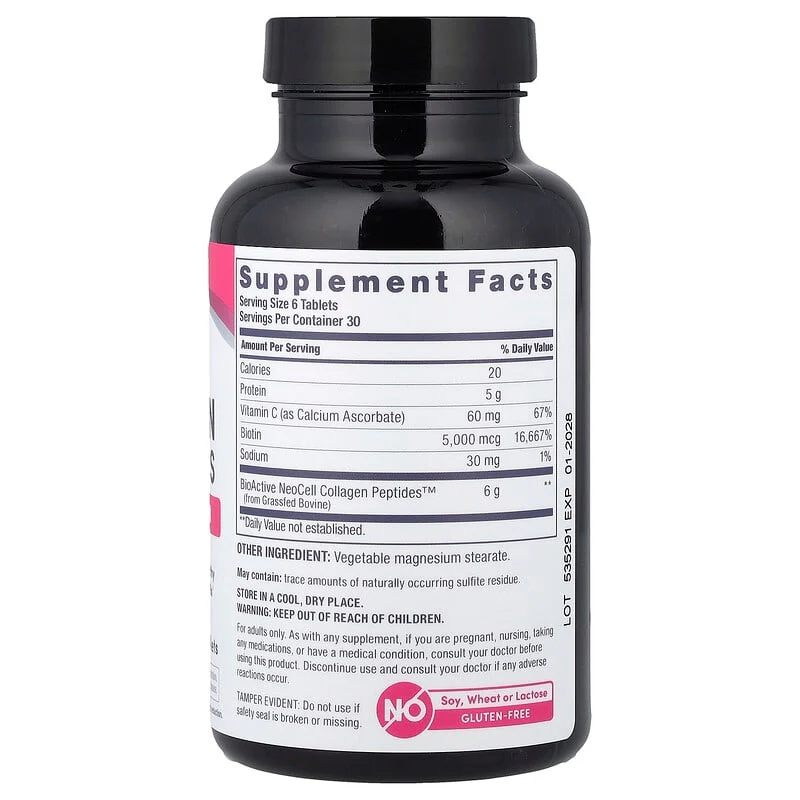 NeoCell, Grassfed Collagen Peptides + Vitamin C & Biotin, Tablets - Image 2