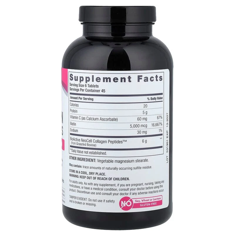 NeoCell, Grassfed Collagen Peptides + Vitamin C & Biotin, Tablets - Image 4