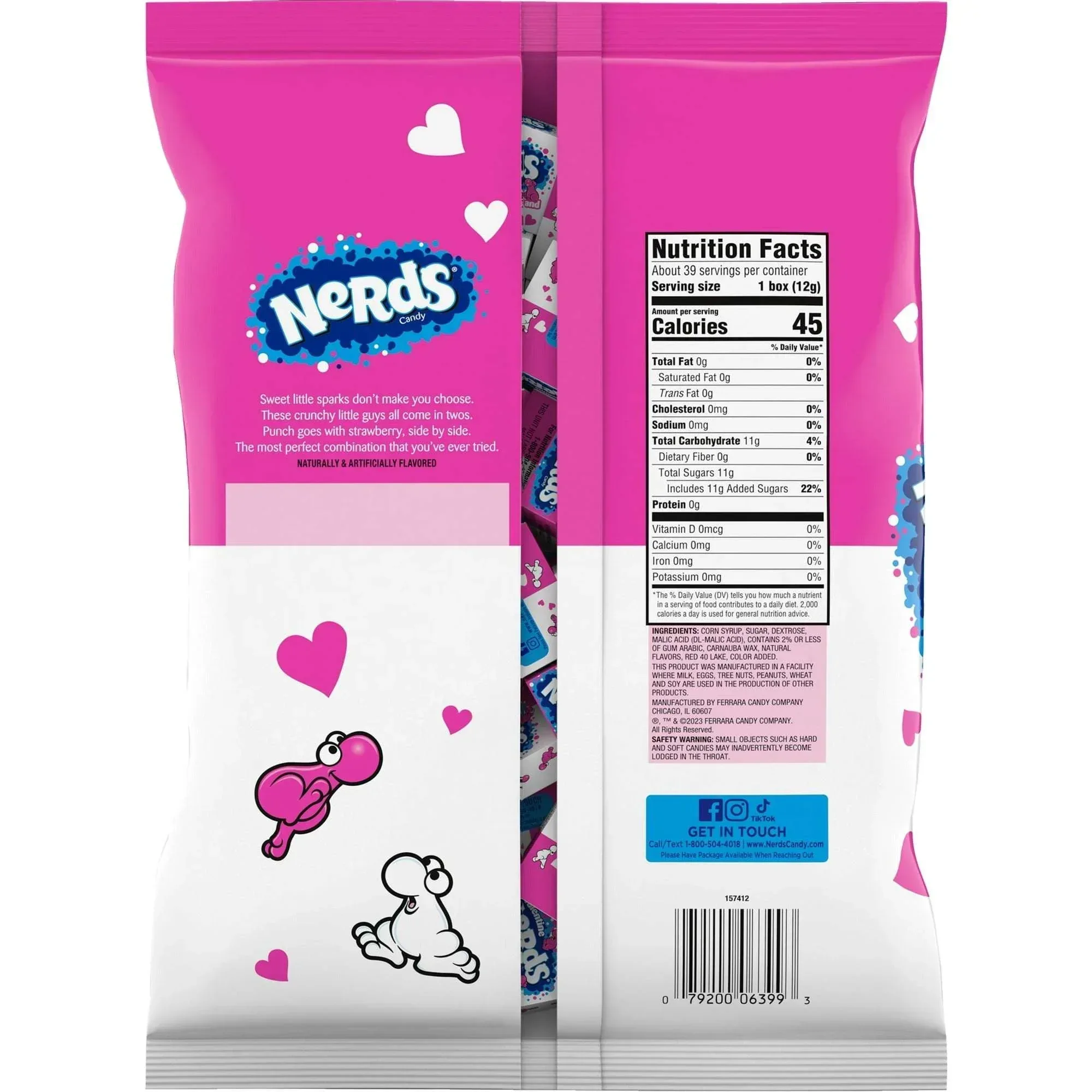 Nerds Valentine's Day Candy, Strawberry and Punch Flavors, Classroom Friendship Exchange Bag, 16.4 oz, 40 Count - Image 6