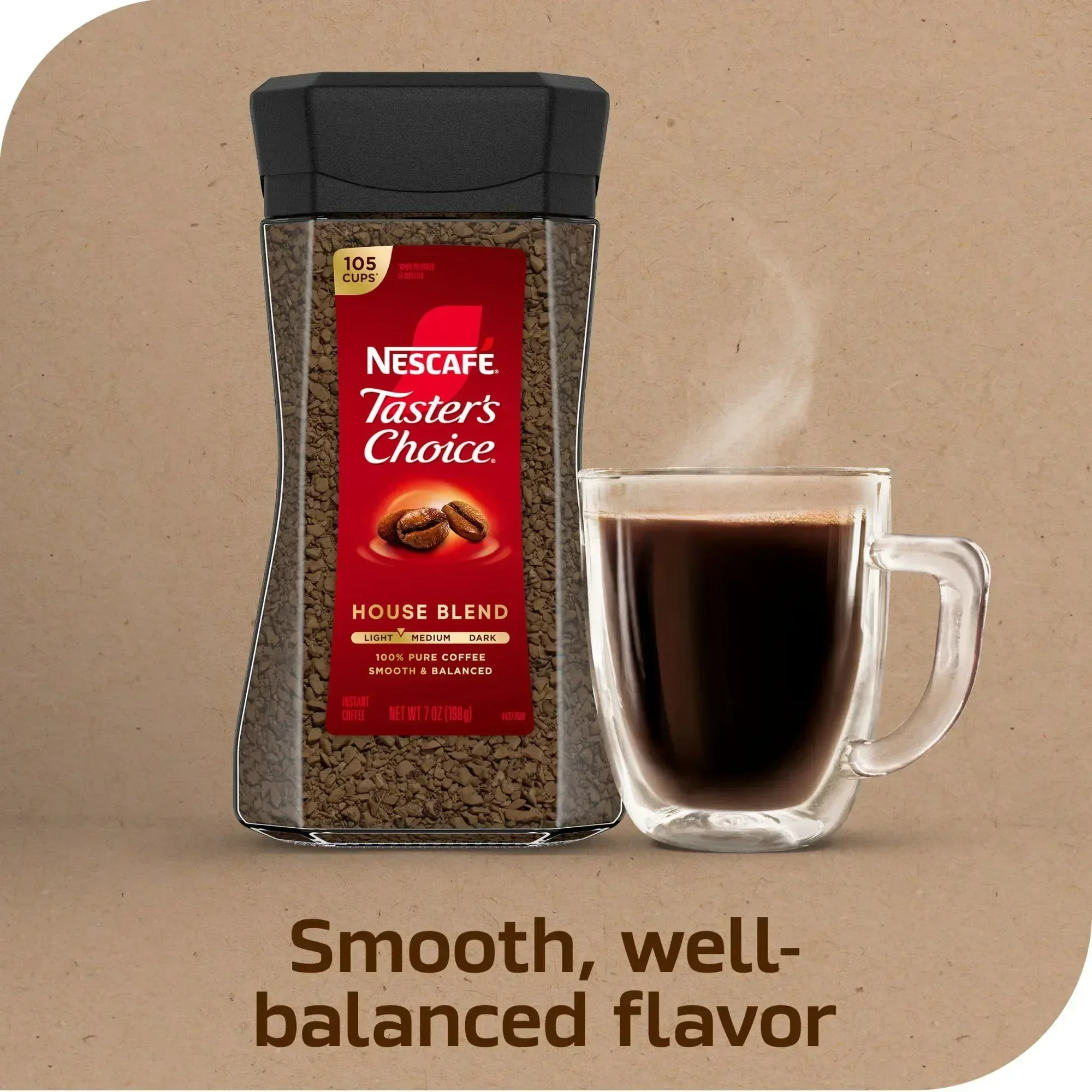 NESCAFÉ Taster's Choice House Blend, Light Medium Roast Instant Coffee, 7 oz, 1 Jar - Image 3