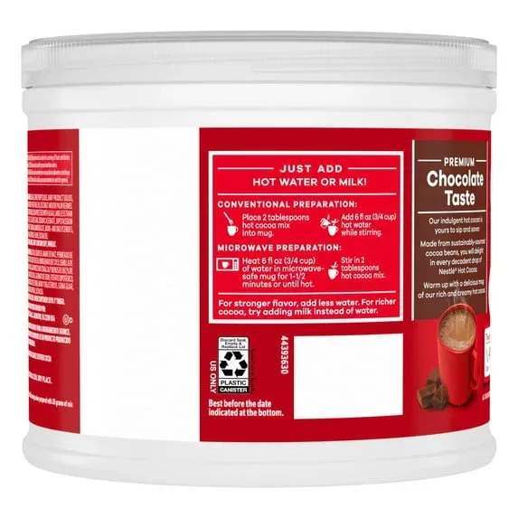 Nestle Hot Cocoa Rich Milk Chocolate Flavored Mix Powder, 27.7 oz, Can - Image 5
