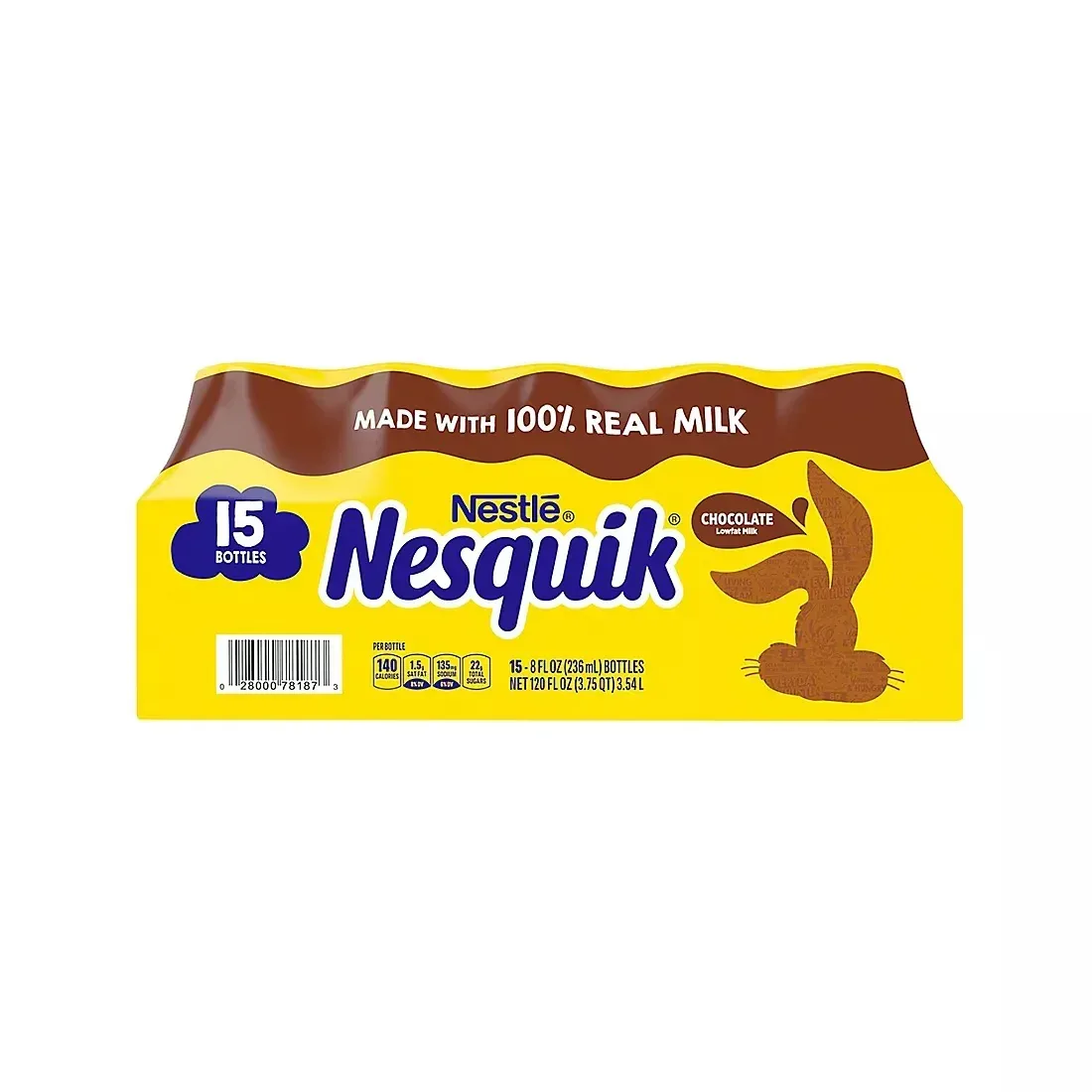 Nestle Nesquik Chocolate Low-Fat Milk Bottles, 15 ct./8 oz.