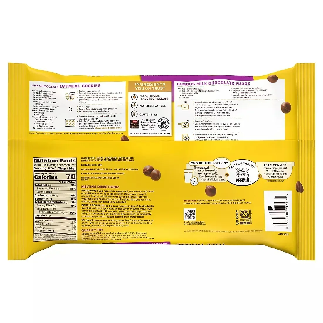 Nestle Tollhouse Milk Chocolate Morsels, 57.5 oz. - Image 2