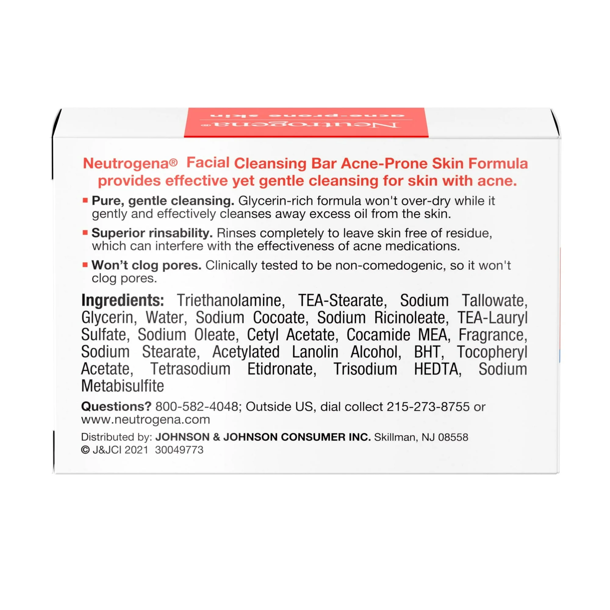 Neutrogena Acne Face Wash Bar, Acne Treatment for Acne-Prone Skin, Facial Cleanser, 3.5 oz - Image 7