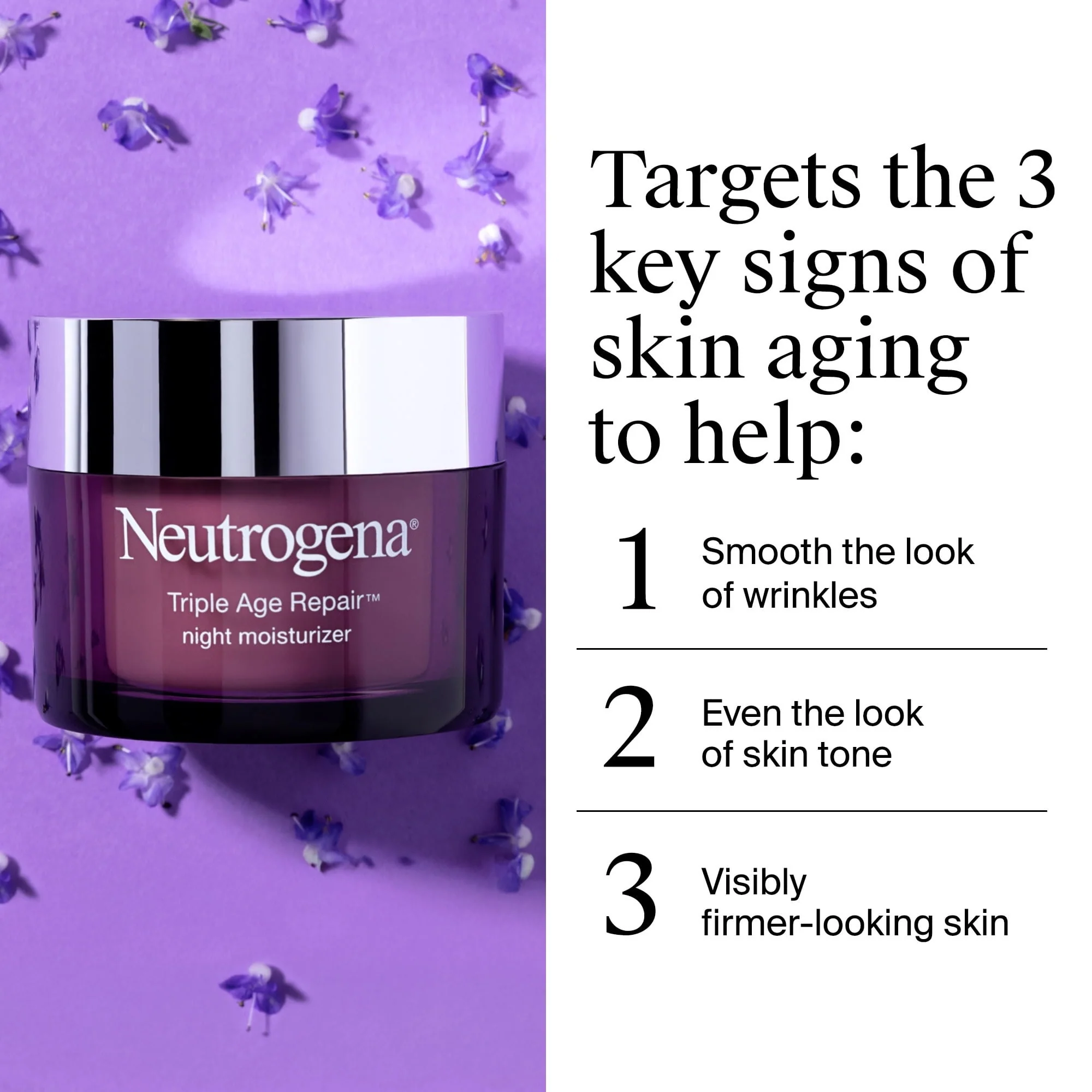 Neutrogena Triple Age Repair Night Cream Face Moisturizer, 1.7 oz - Image 3