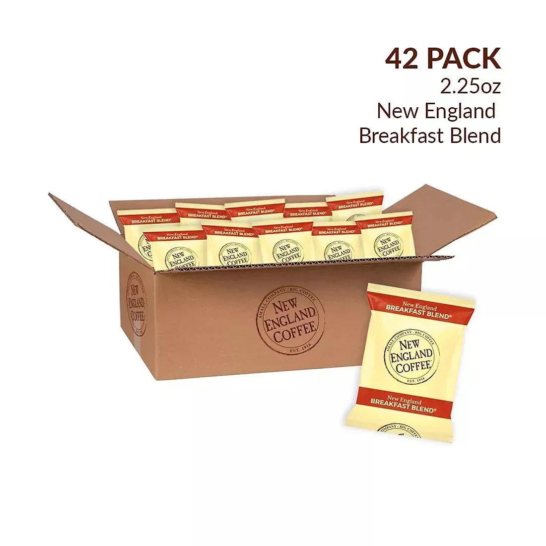 New England Coffee Breakfast Blend Ground Coffee Individual Packs, 42 pk./2.25 oz.